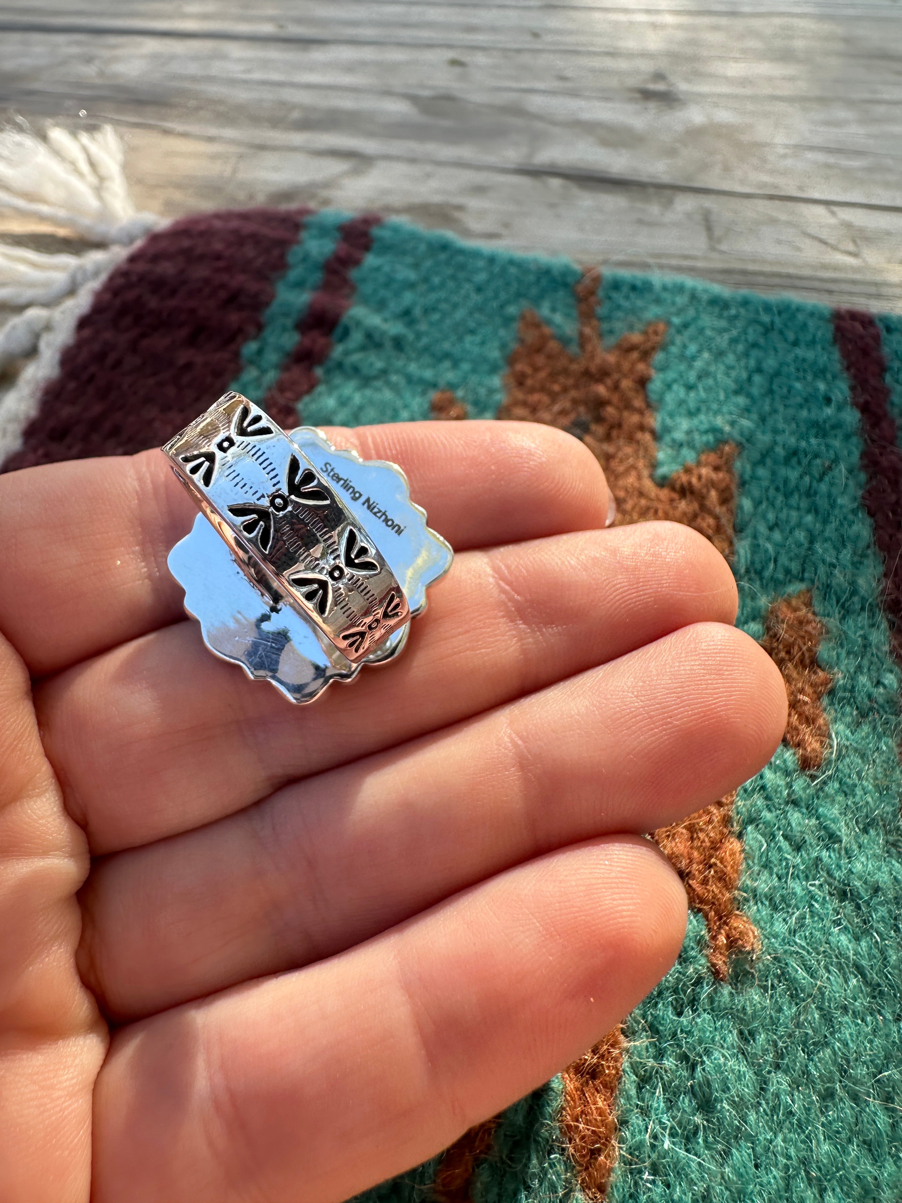 Handmade Sterling Silver & White Buffalo Adjustable Ring