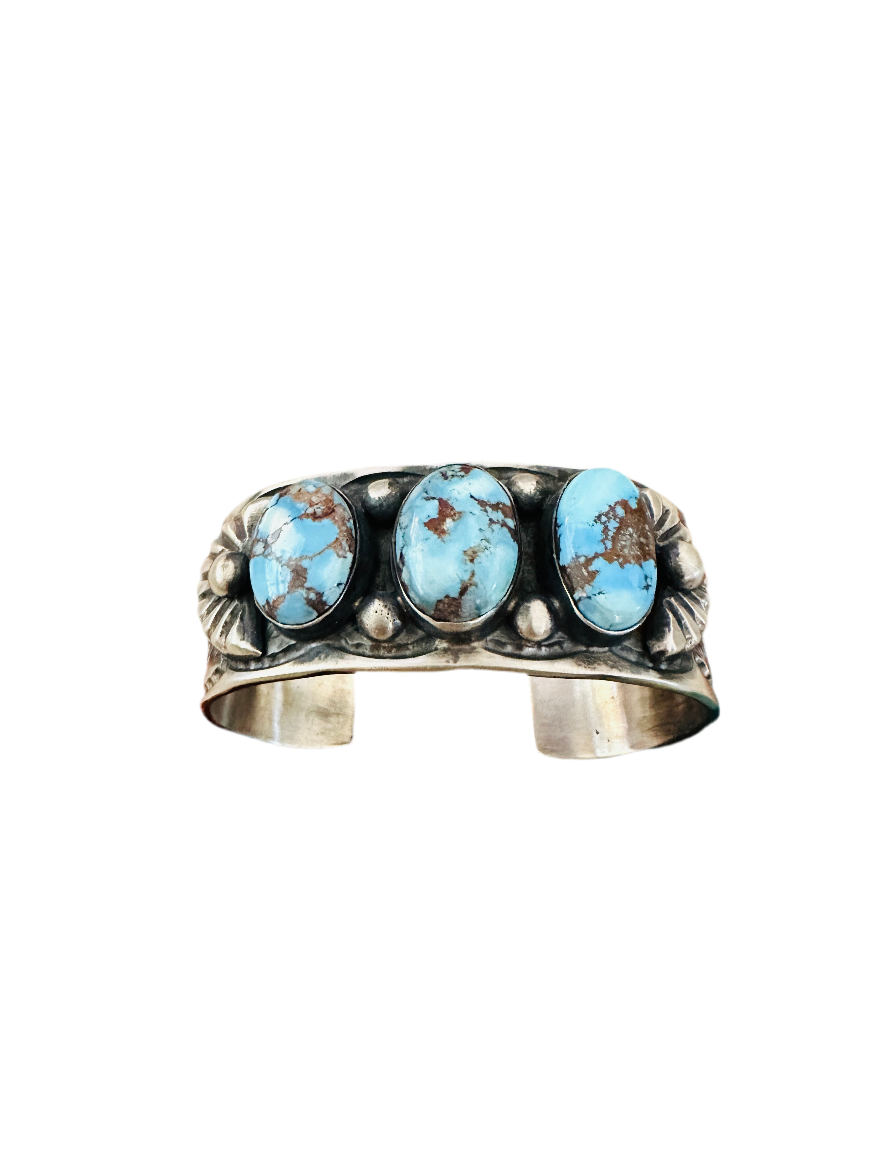 Handcrafted Sterling Silver & Golden Hills Turquoise Cuff Bracelet by Chimney Butte /
