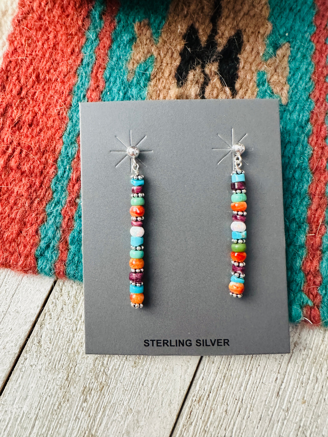 Handcrafted Multi Stone & Sterling Silver Beaded Dangle Earrings