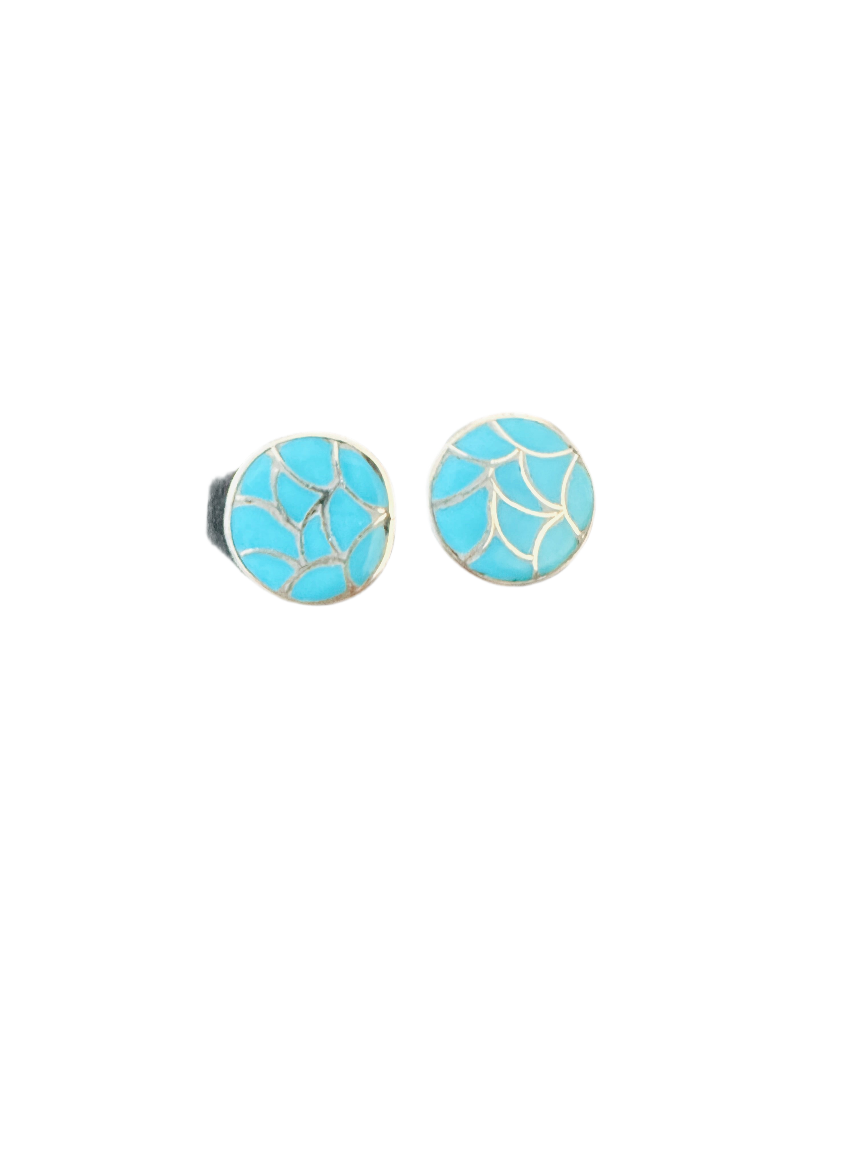 Handcrafted Turquoise & Sterling Silver Inlay Post Earrings