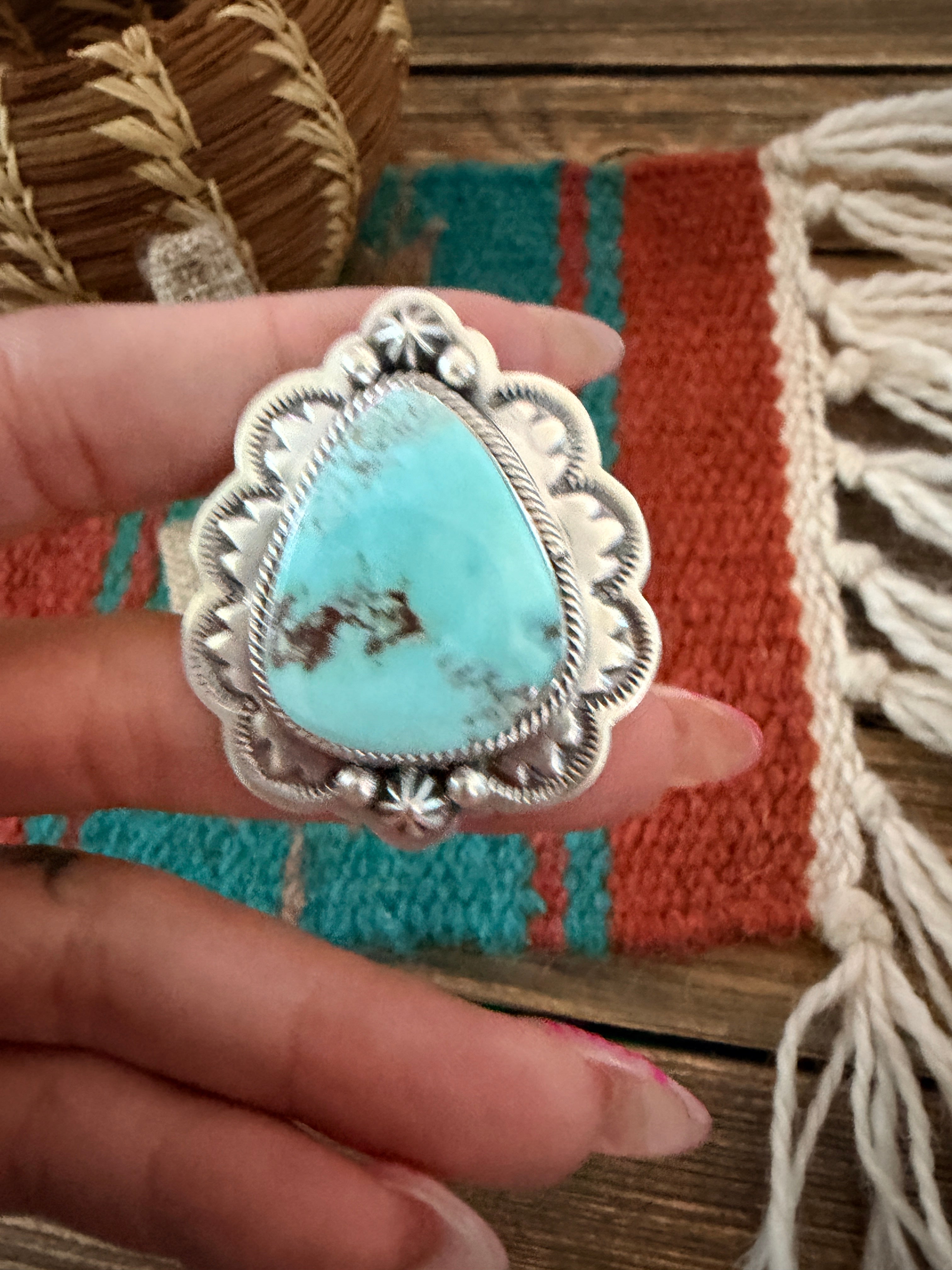 Handcrafted Dry Creek Turquoise & Sterling Silver Ring Size 6.5 by Randy Boyd