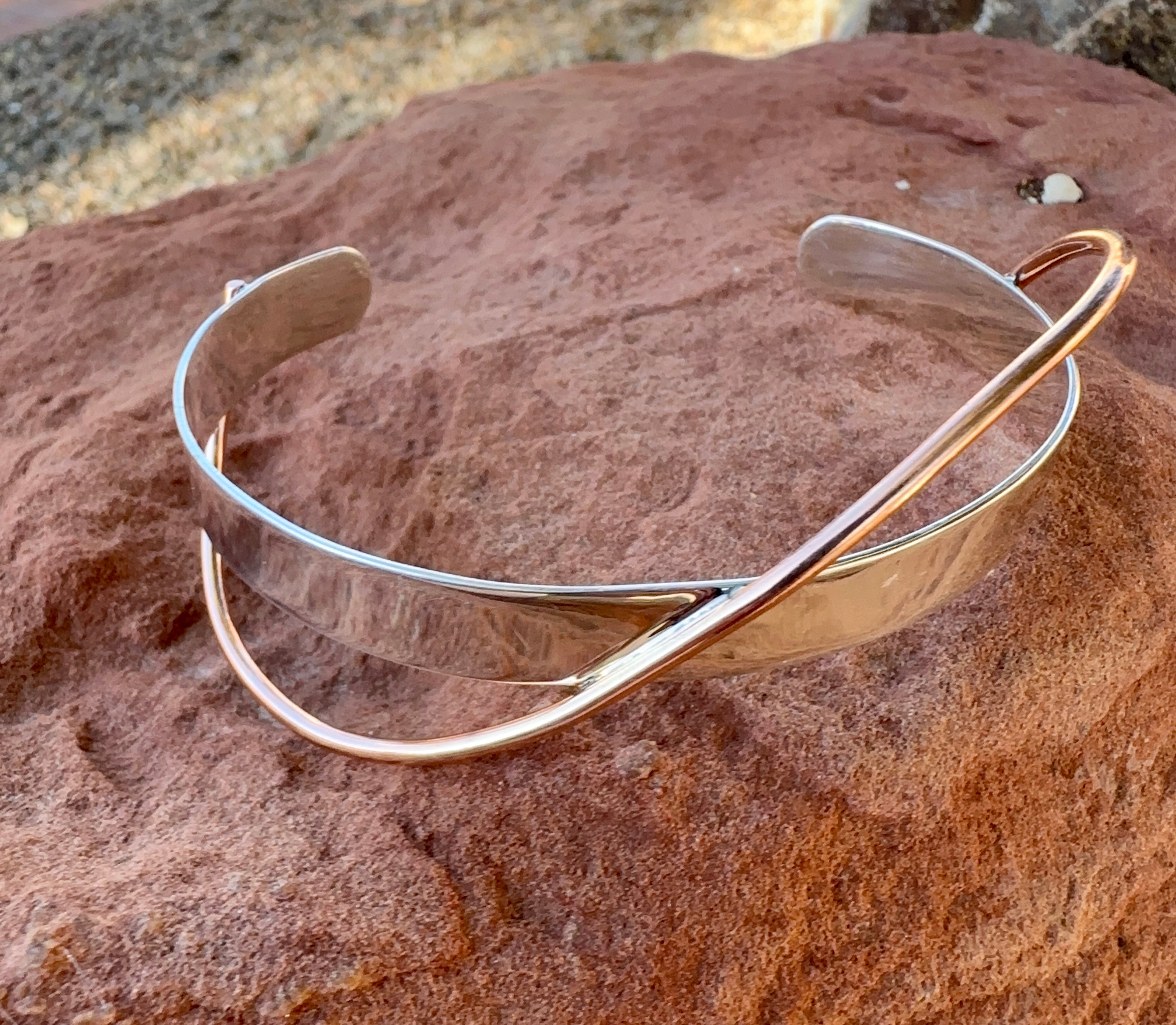 Sterling Silver Cuff with Copper Ribbon