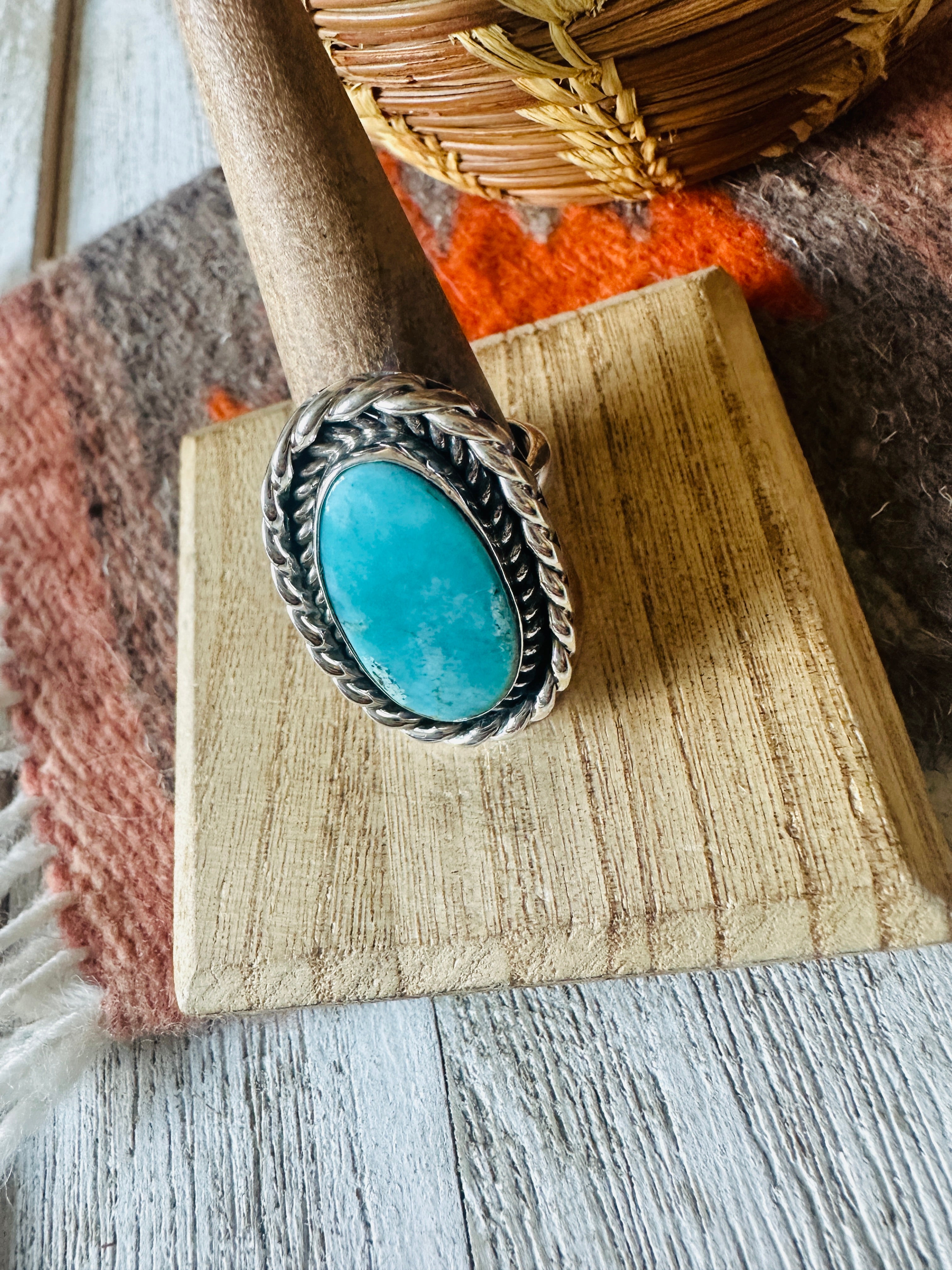 Navajo Turquoise & Sterling Silver Adjustable Ring