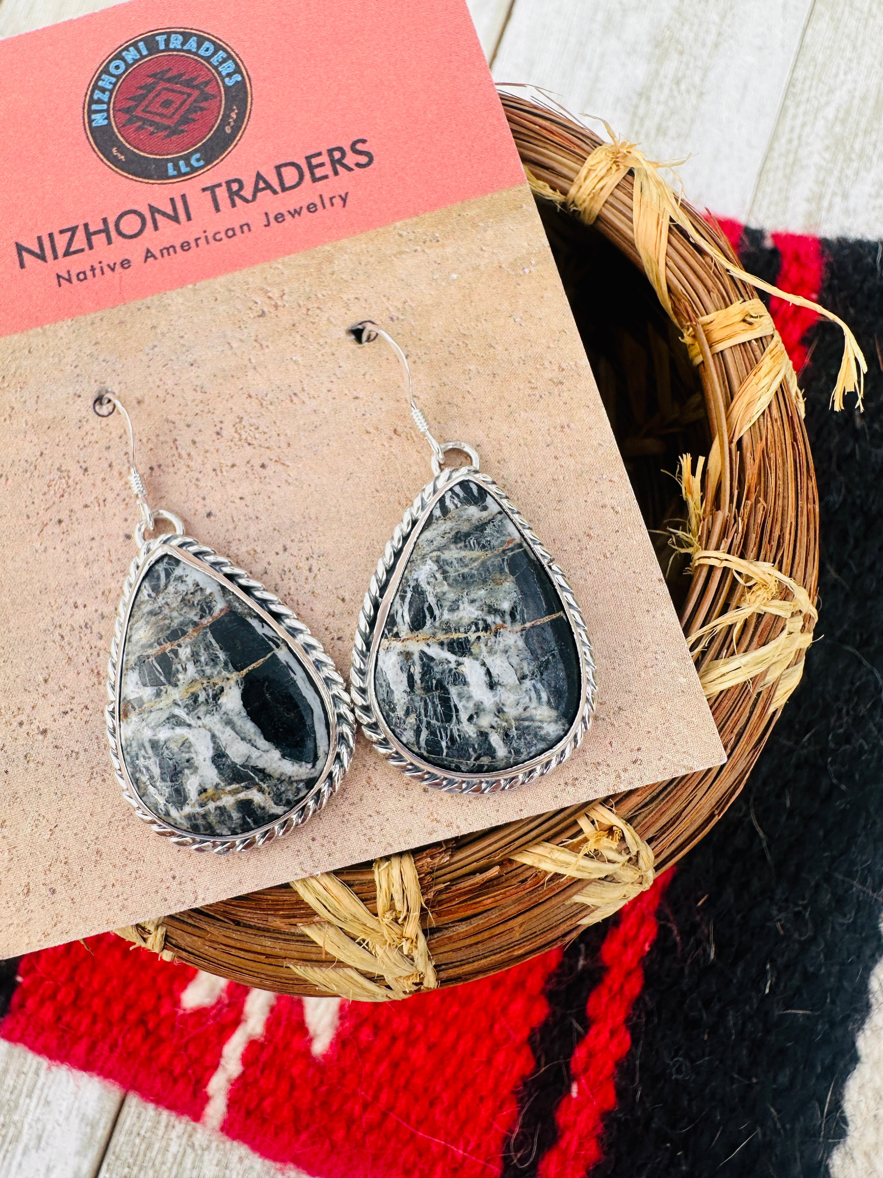 Handcrafted White Buffalo & Sterling Silver Dangle Earrings