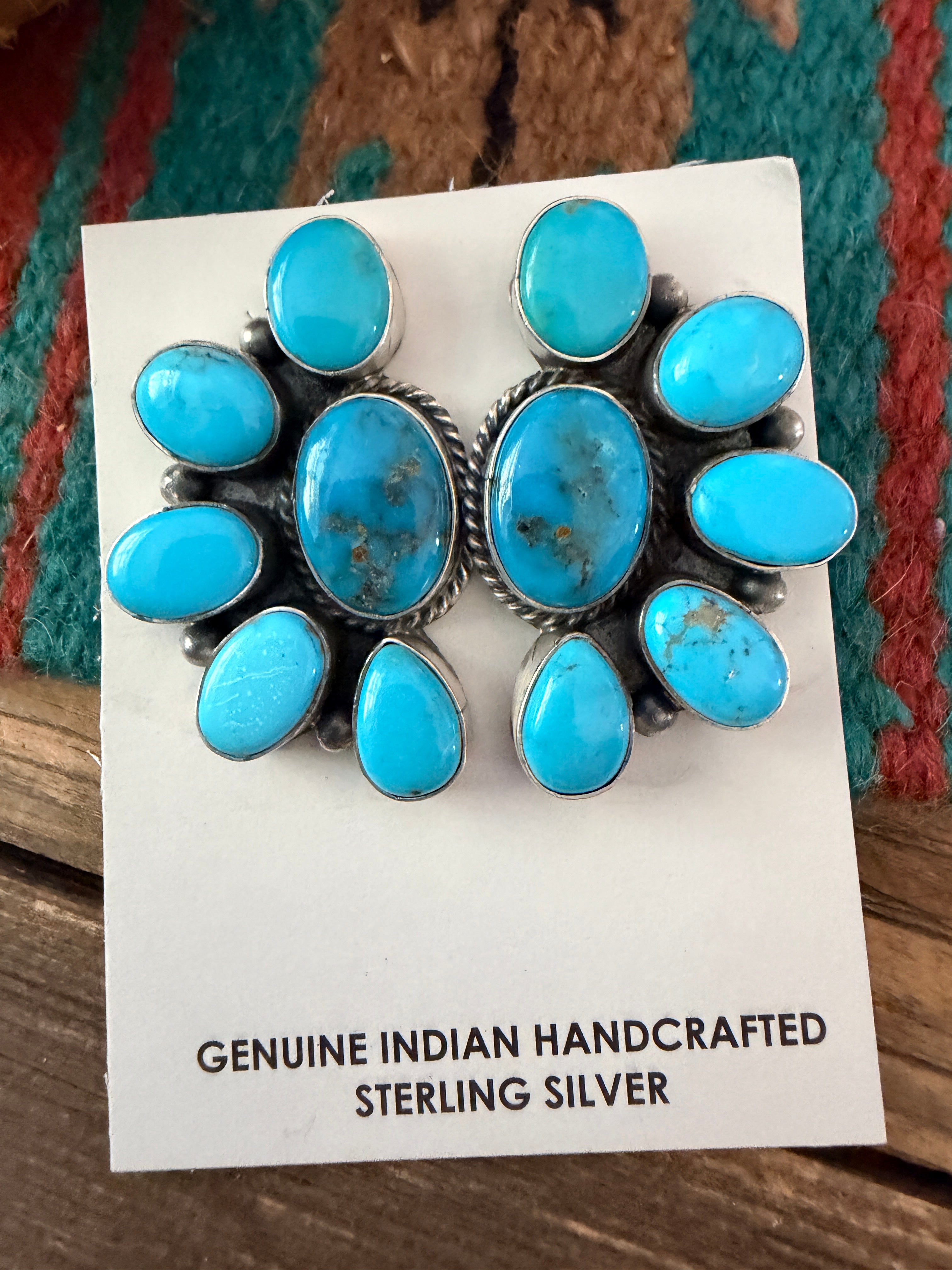 Handcrafted Turquoise & Sterling Silver Post Earrings by Letricia Largo
