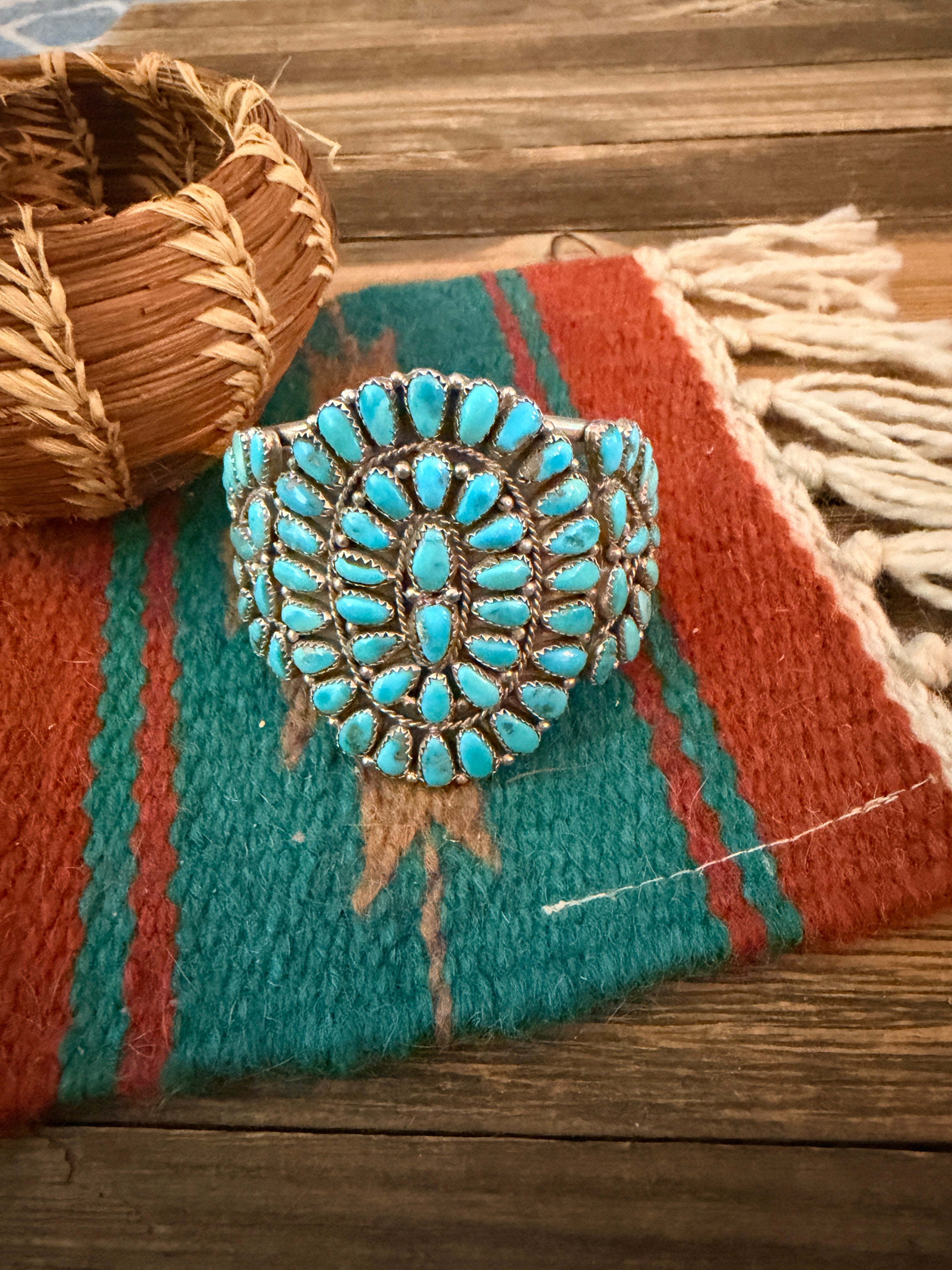 Handcrafted Turquoise & Sterling Silver Cluster Cuff Bracelet By Juliana Williams