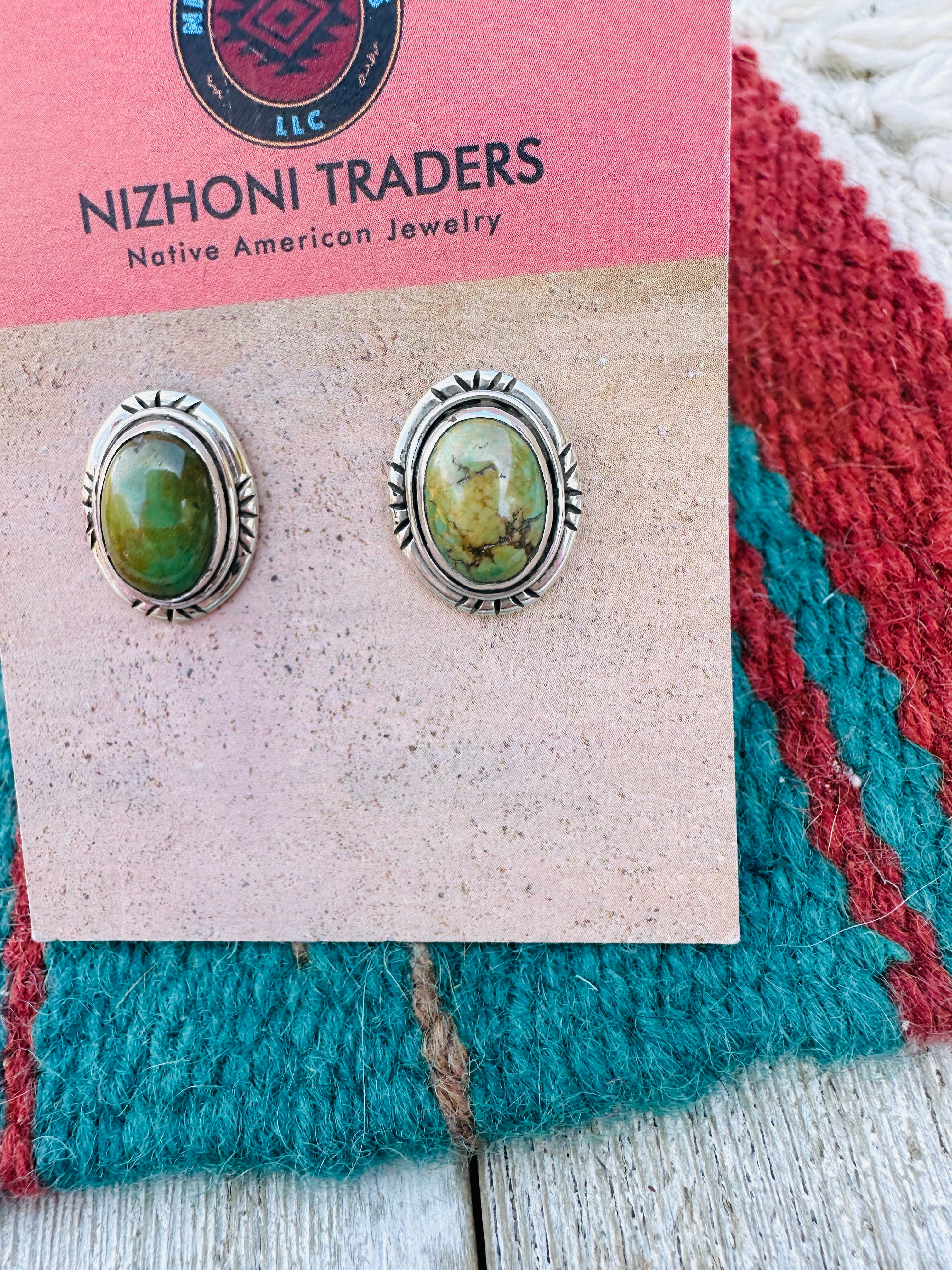 Handcrafted Sterling Silver & Turquoise Stud Earrings