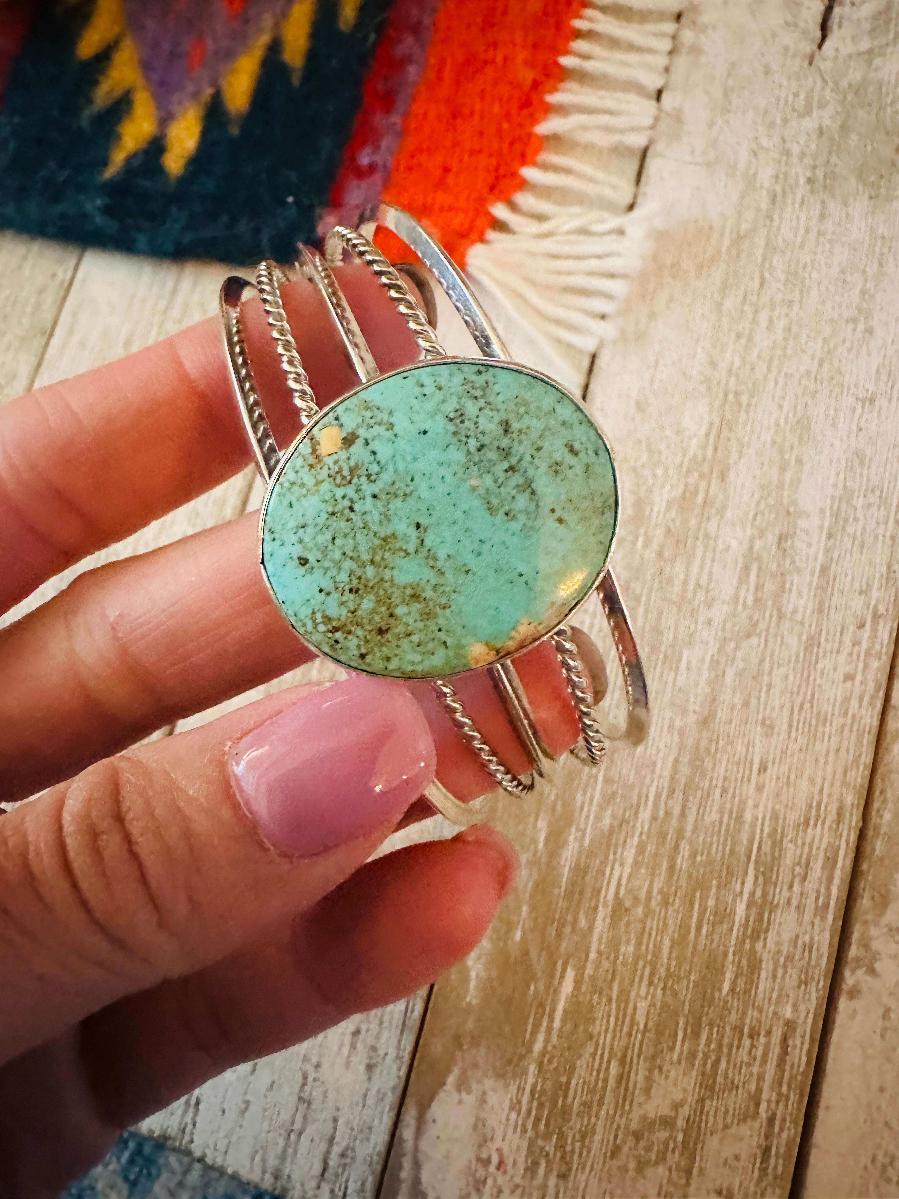 Navajo Sterling Silver & Turquoise Cuff Bracelet