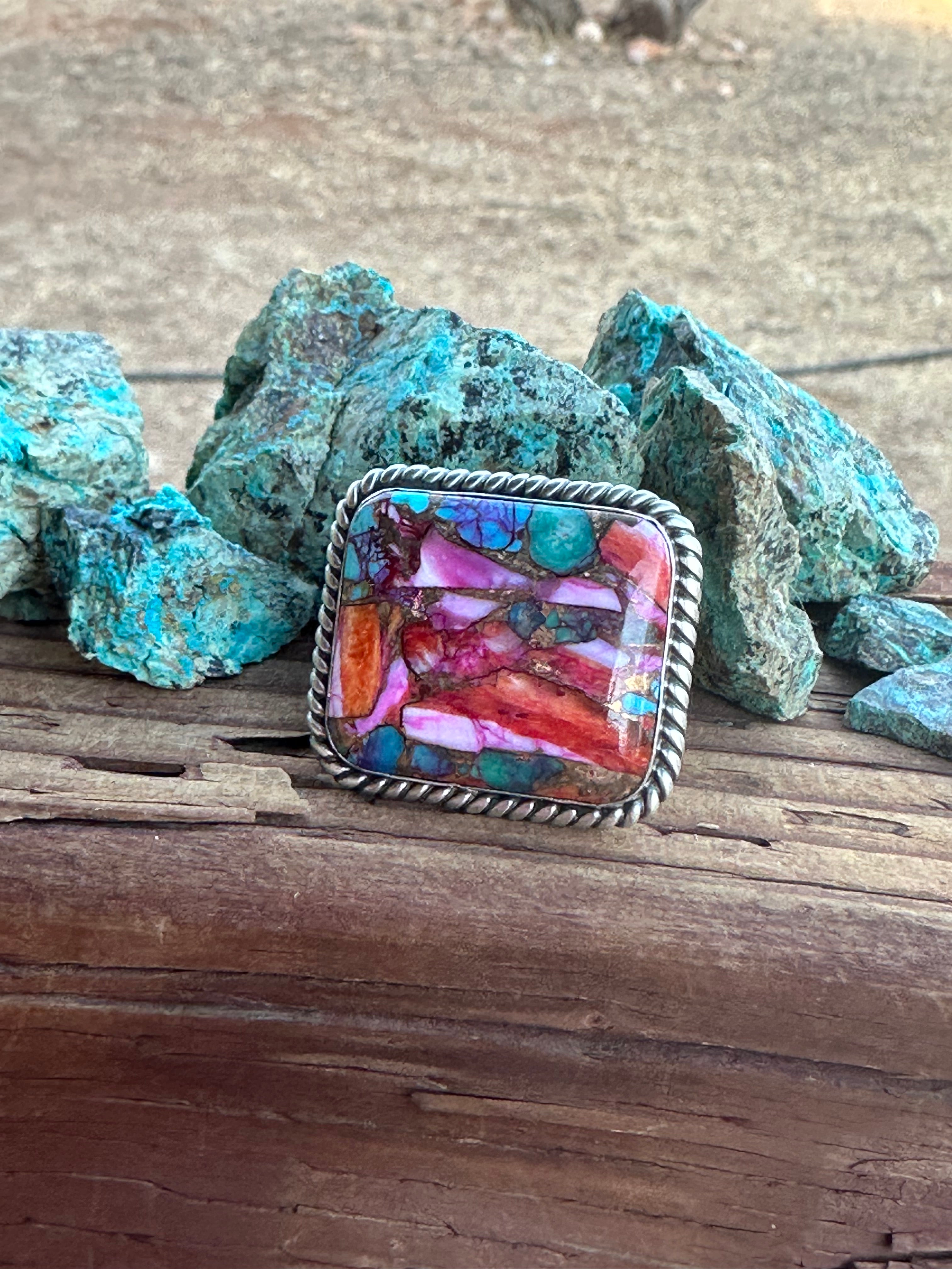 “The Lainey” Navajo Pink Dream & Sterling Silver Adjustable Ring by Alfred Martinez