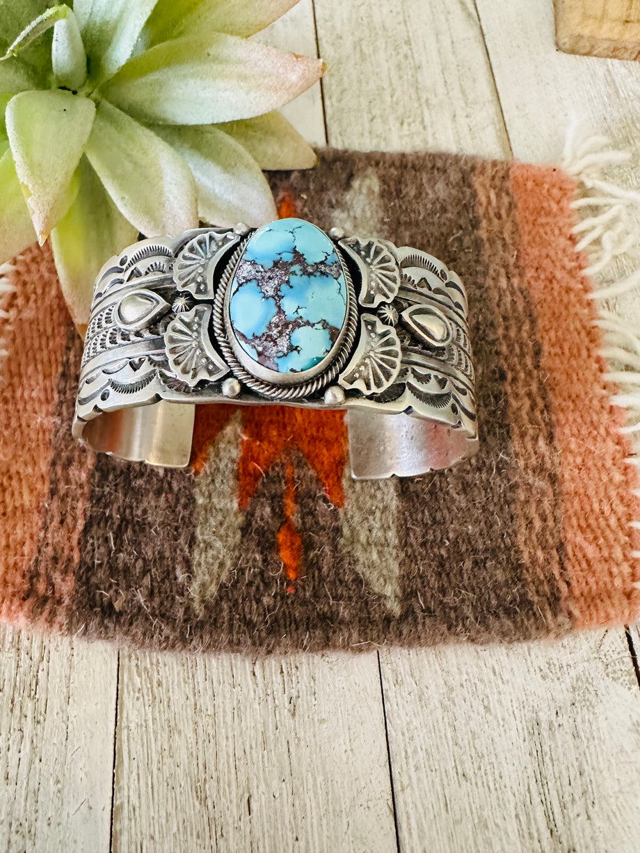 Navajo Golden Hills Turquoise & Sterling Silver Cuff Bracelet By