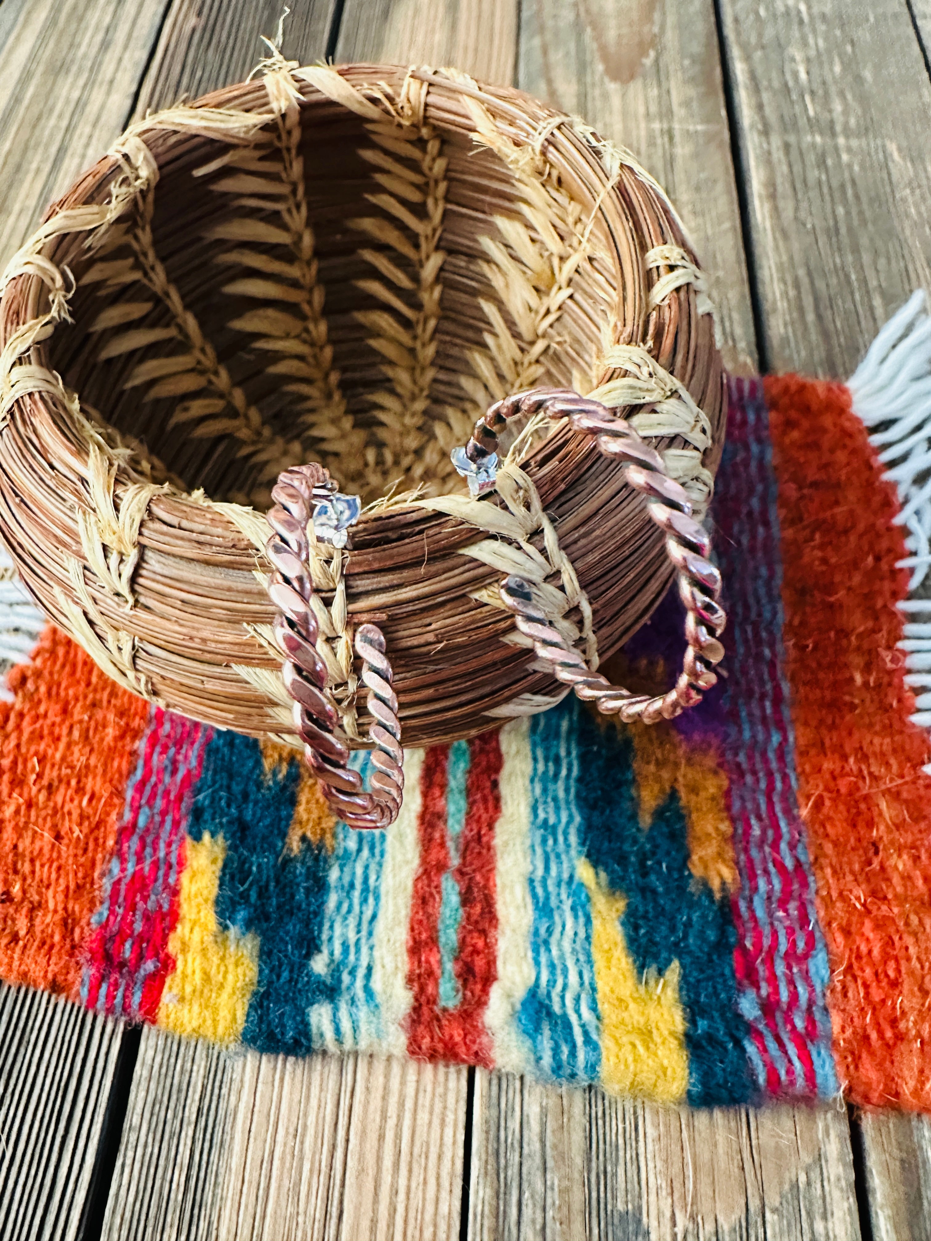 Handcrafted Twisted Copper Hoop Earrings