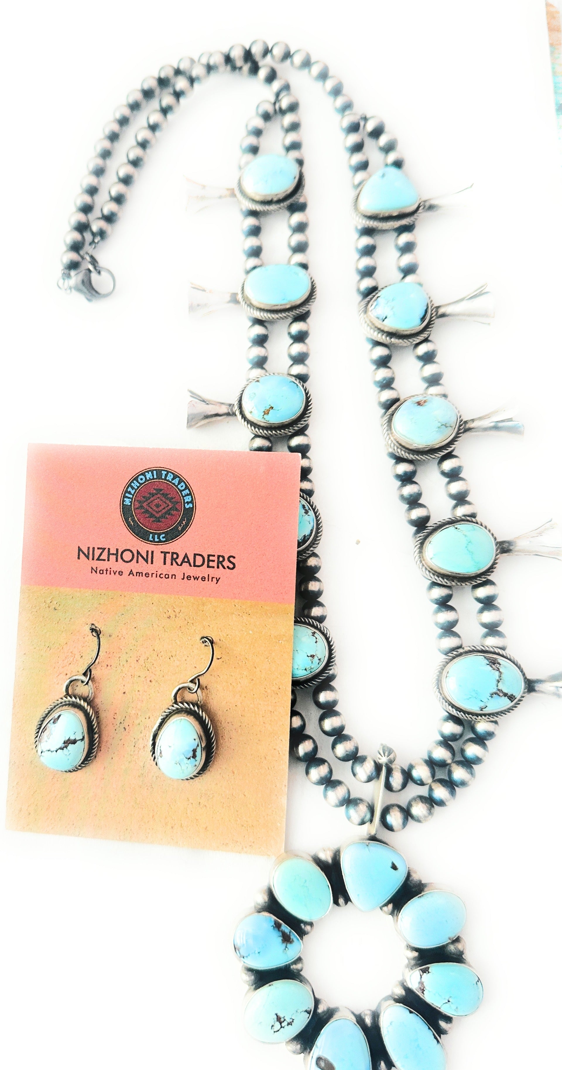 Navajo Golden Hills Turquoise & Sterling Silver Necklace Set