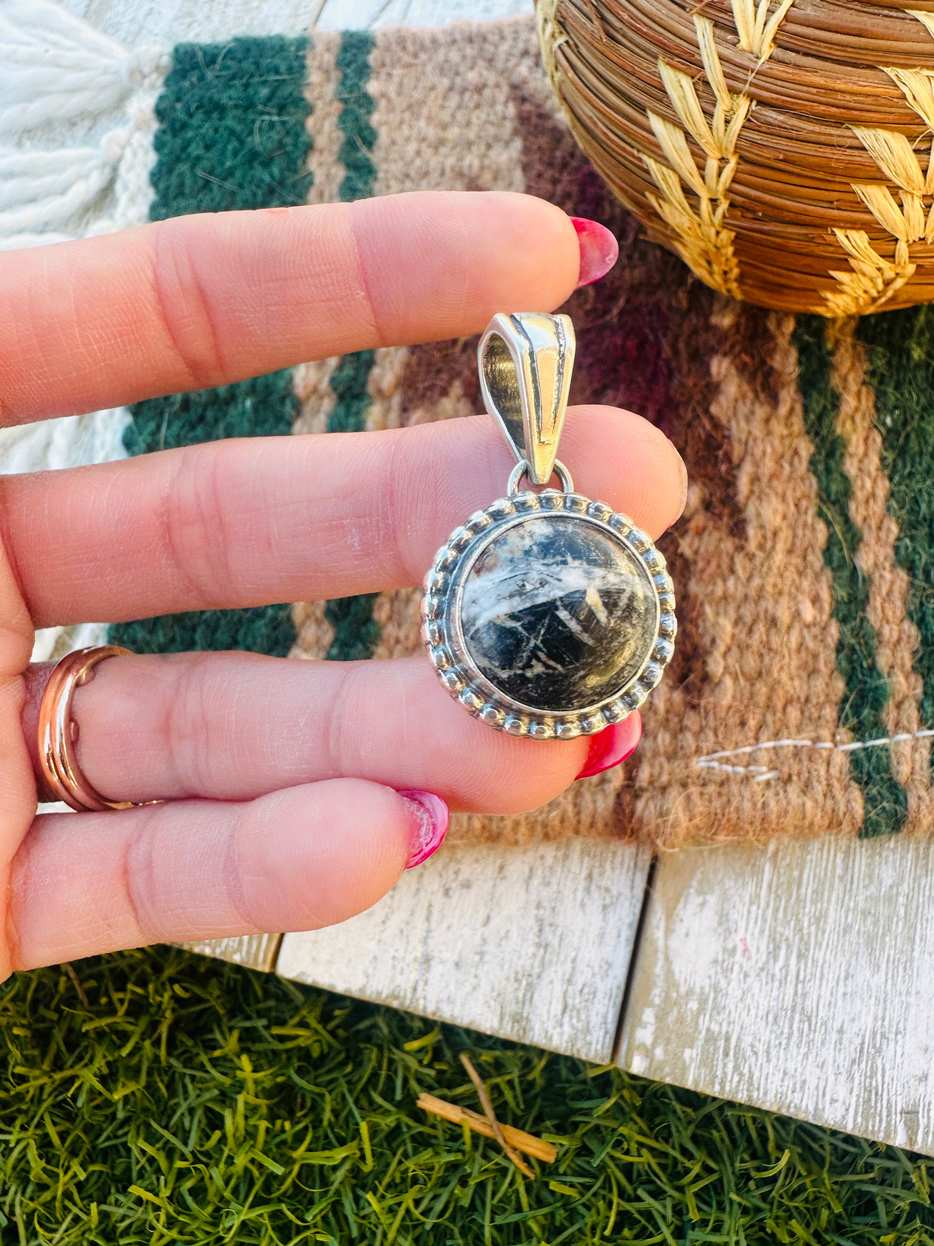 Handcrafted Sterling Silver & White Buffalo Pendant