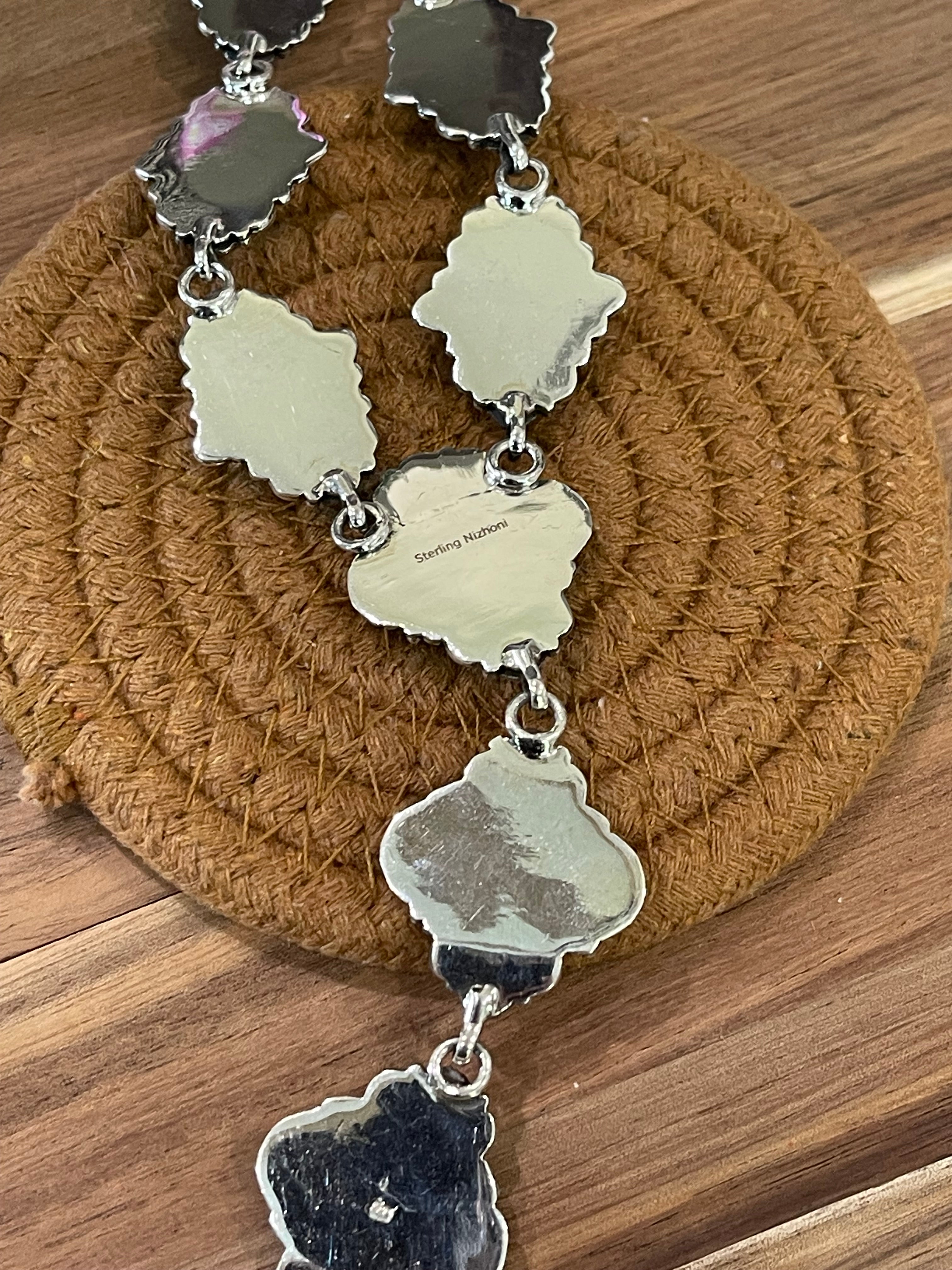 Beautiful Handmade Sterling Silver & Golden Hills Lariat Necklce