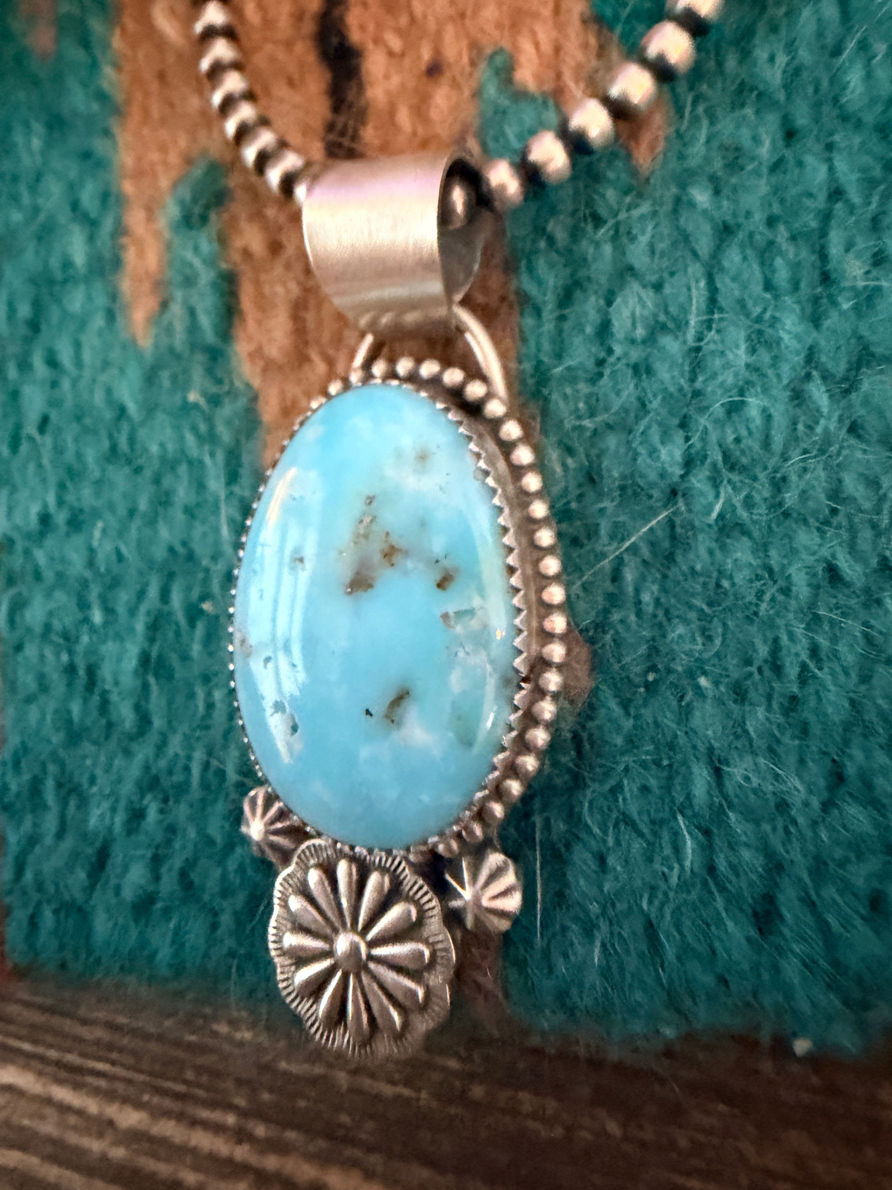 Handmade Sterling Silver & Blue Ridge Turquoise Pendant