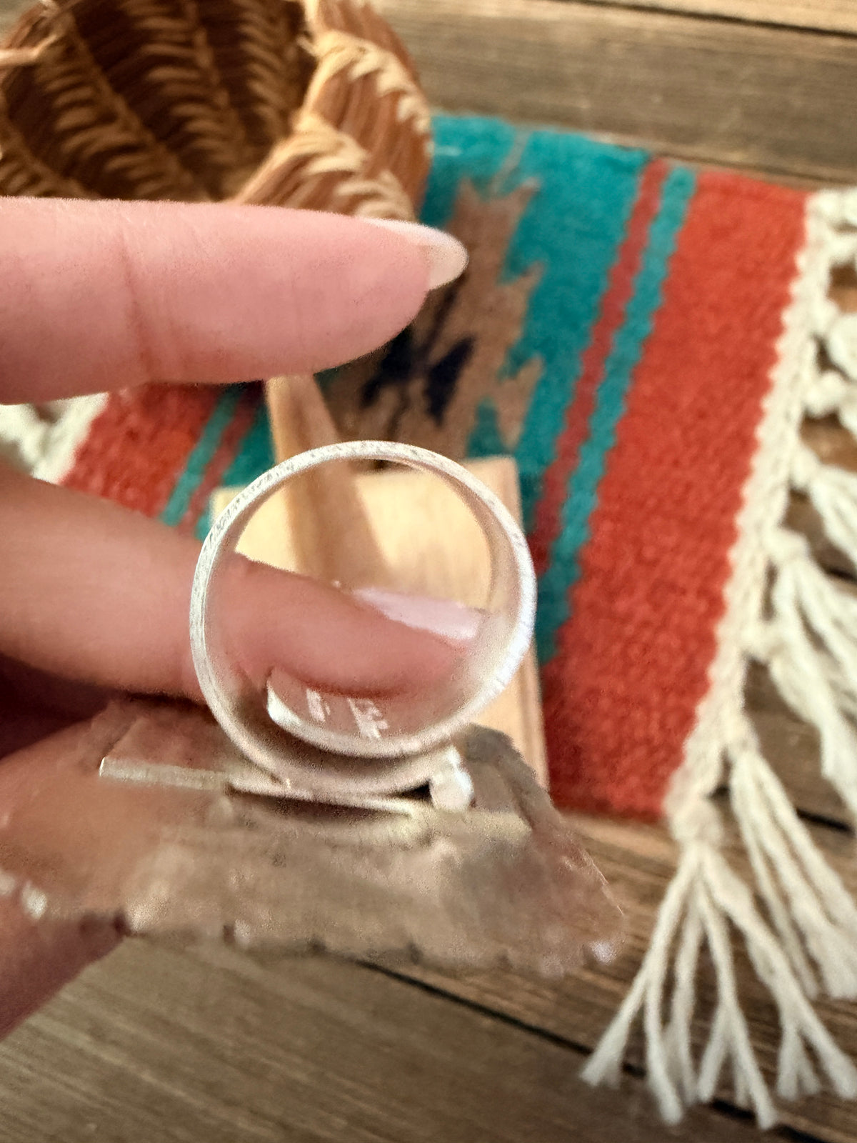 Handcrafted Sterling Silver Adjustable Concho Ring by Leander Tahe