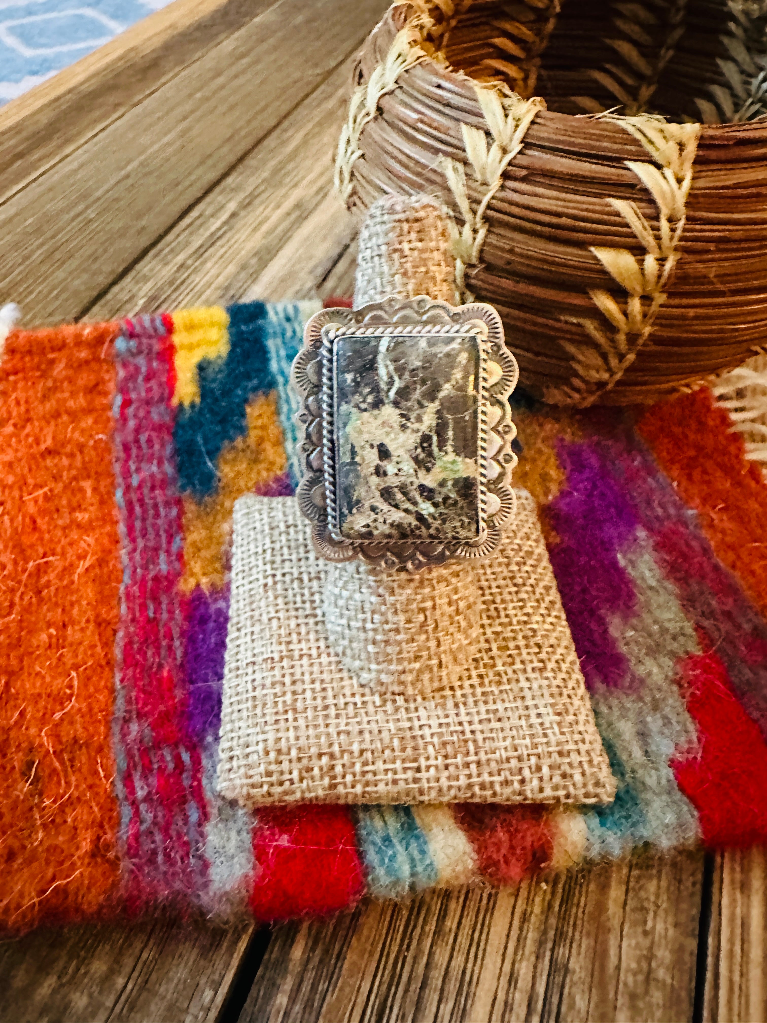 Handcrafted Blackjack Turquoise & Sterling Silver Adjustable Ring