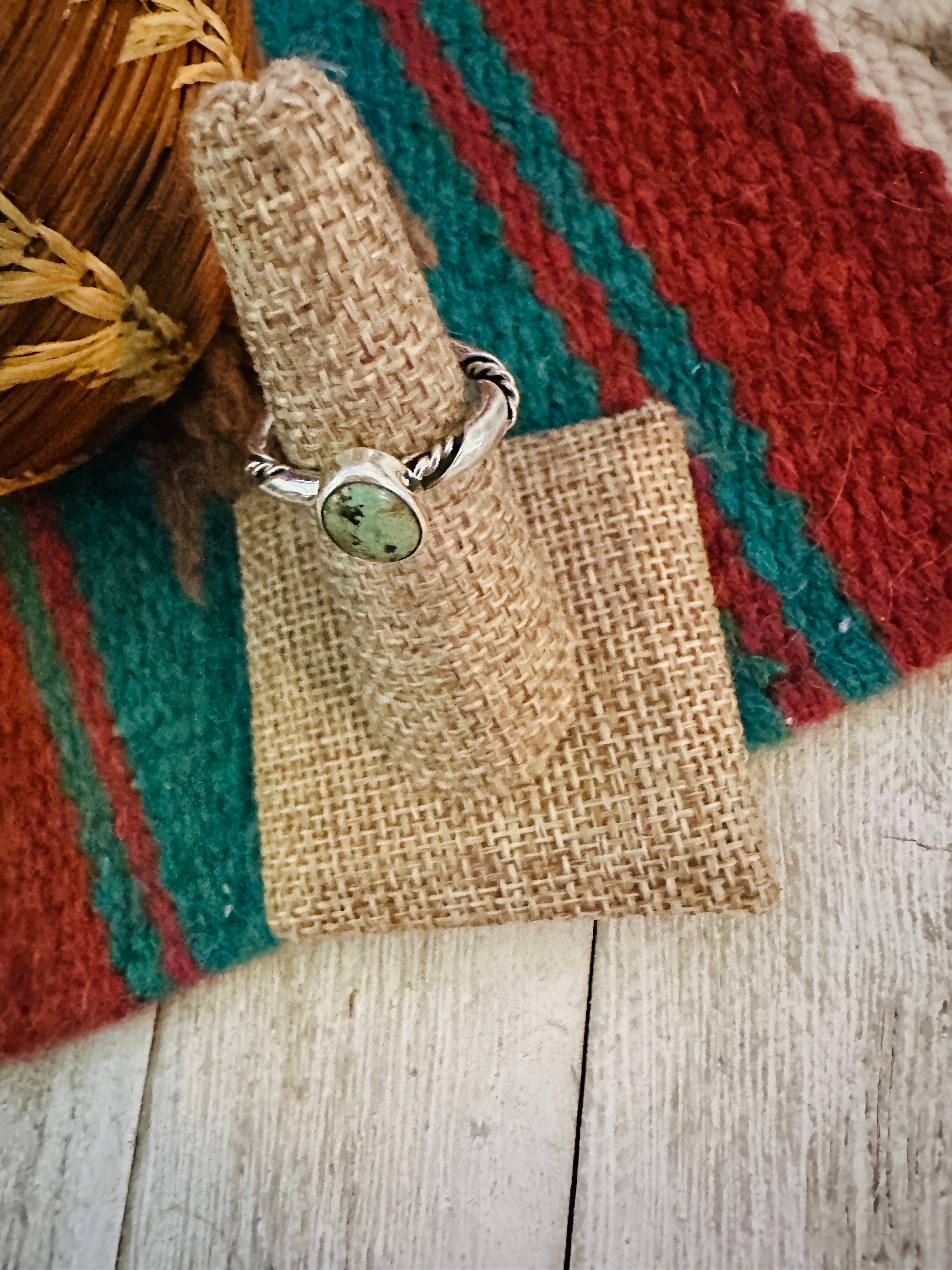 Handcrafted Sterling Silver & Turquoise Ring Size 5.5