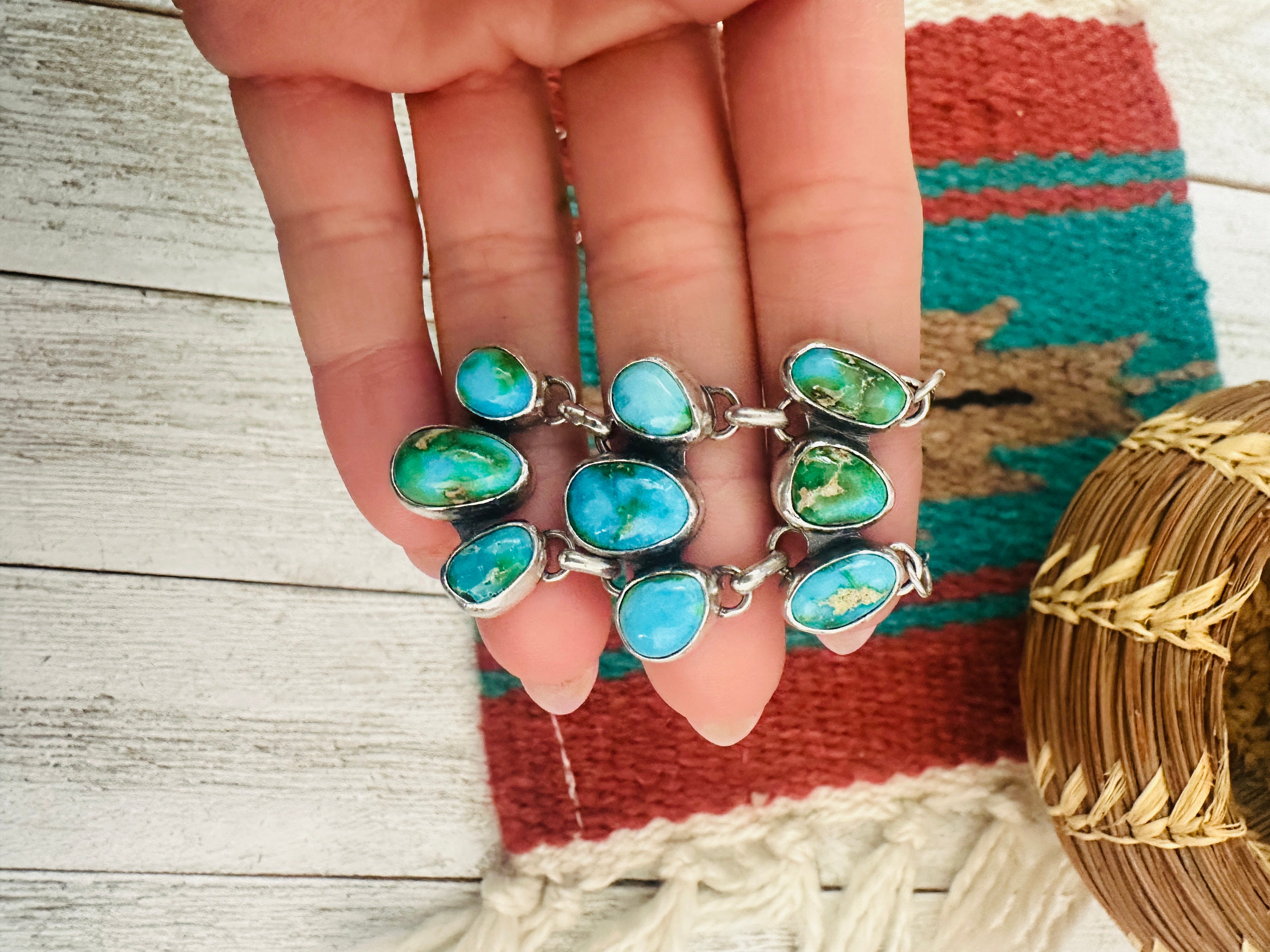 Navajo Sterling Silver & Sonoran Mountain Turquoise Necklace