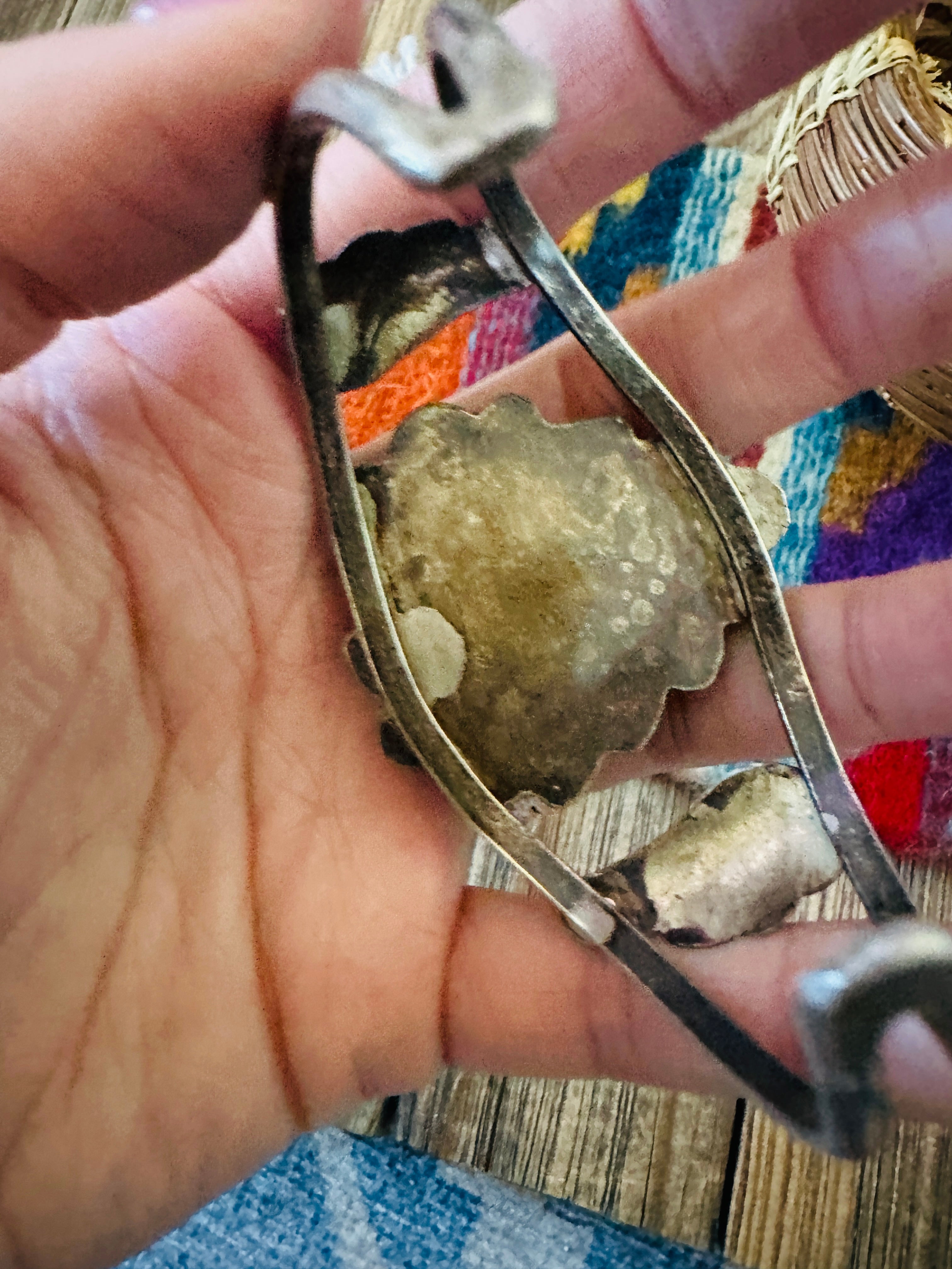 Handcrafted Old Pawn Sterling Silver & Turquoise Cuff Bracelet