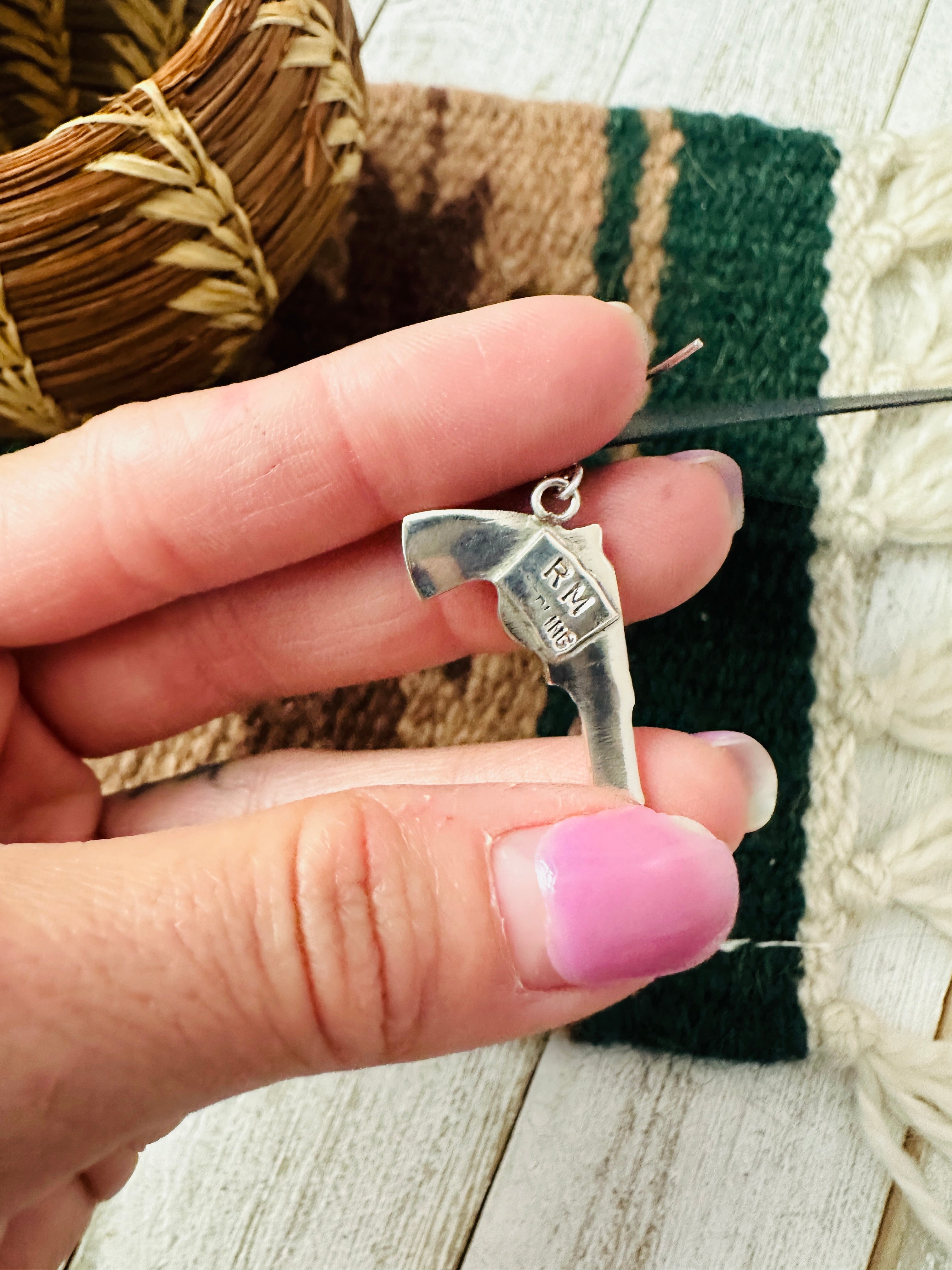 Navajo Turquoise And Sterling Silver Pistol Dangle Earrings