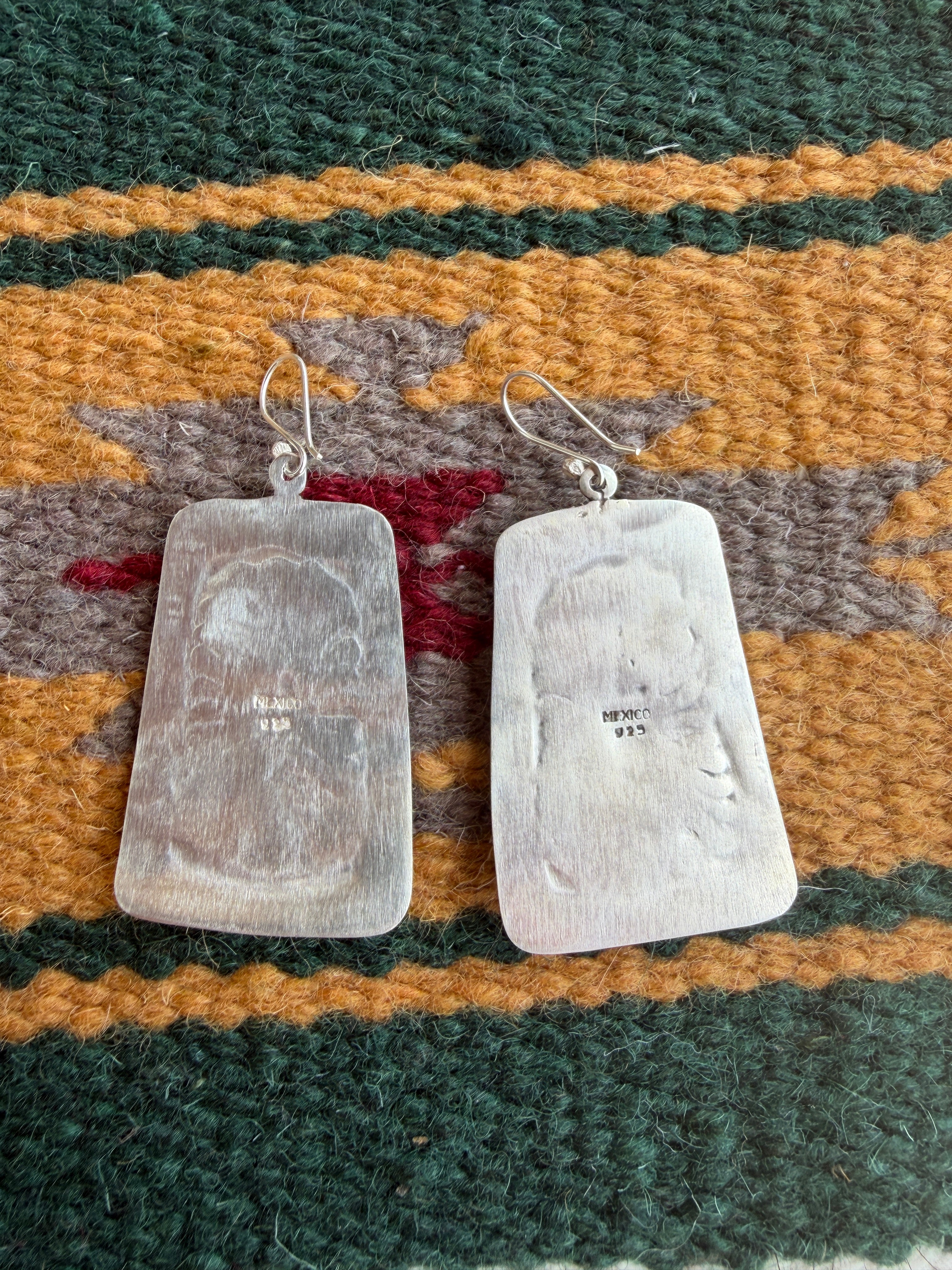 Handmade Turquoise & Sterling Silver Concho Dangle Earrings