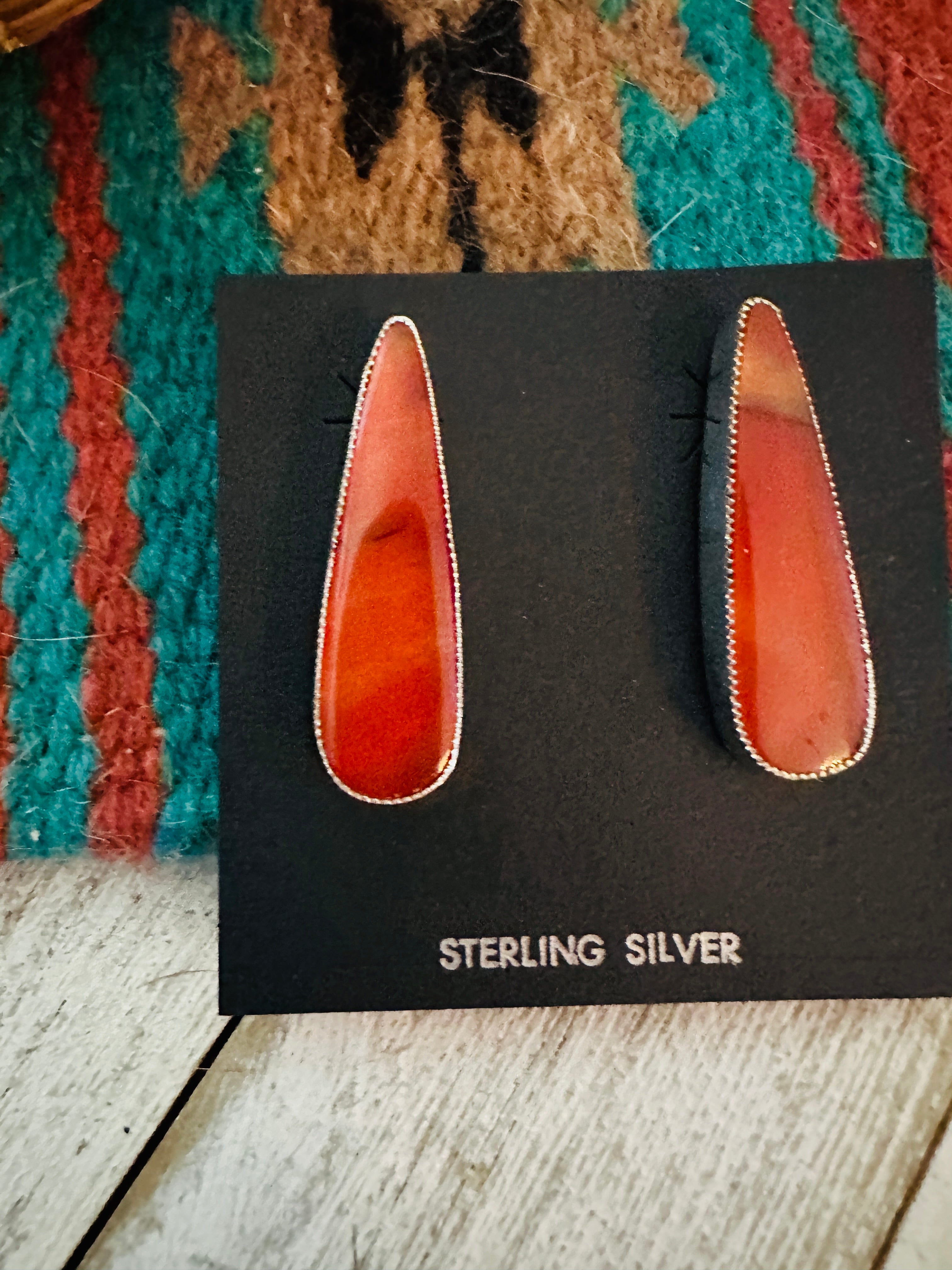 Navajo Jasper Sterling Silver Post Earrings Signed