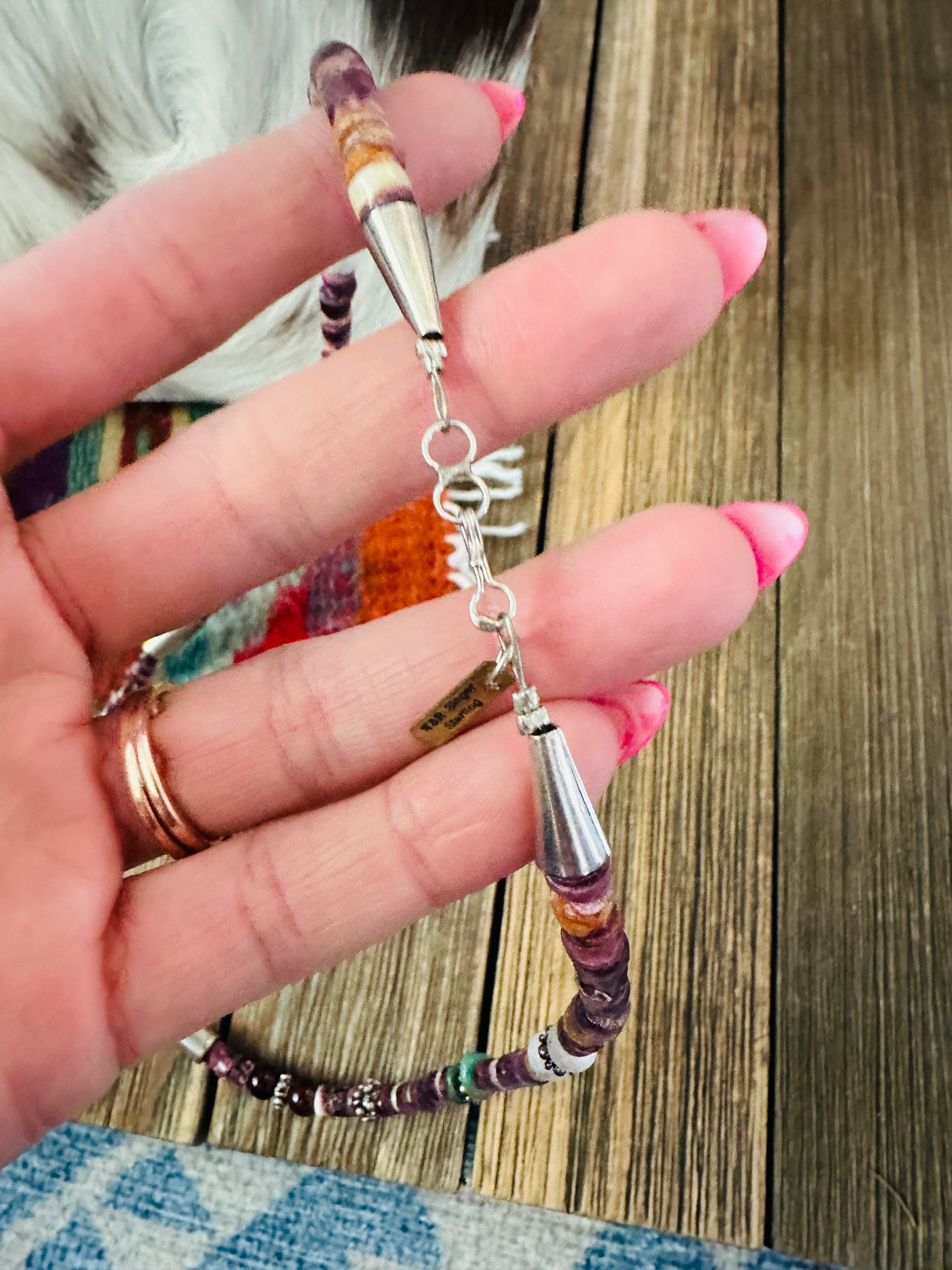 Handcrafted Multi Stone & Sterling Silver Beaded 18” Necklace by T & R Singer