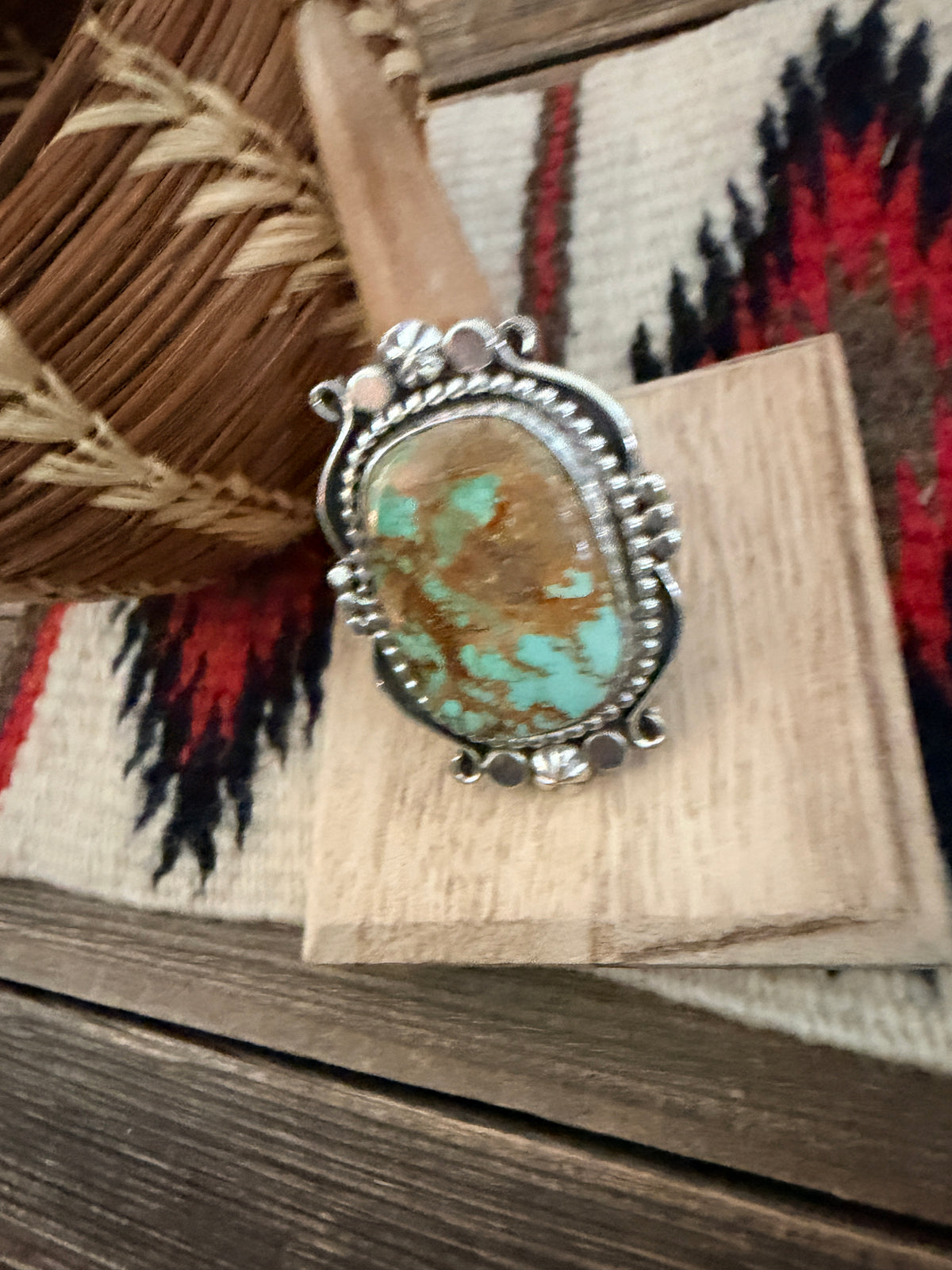 Handcrafted Royston Turquoise & Sterling Silver Ring 9.75 by Rosella Paxson