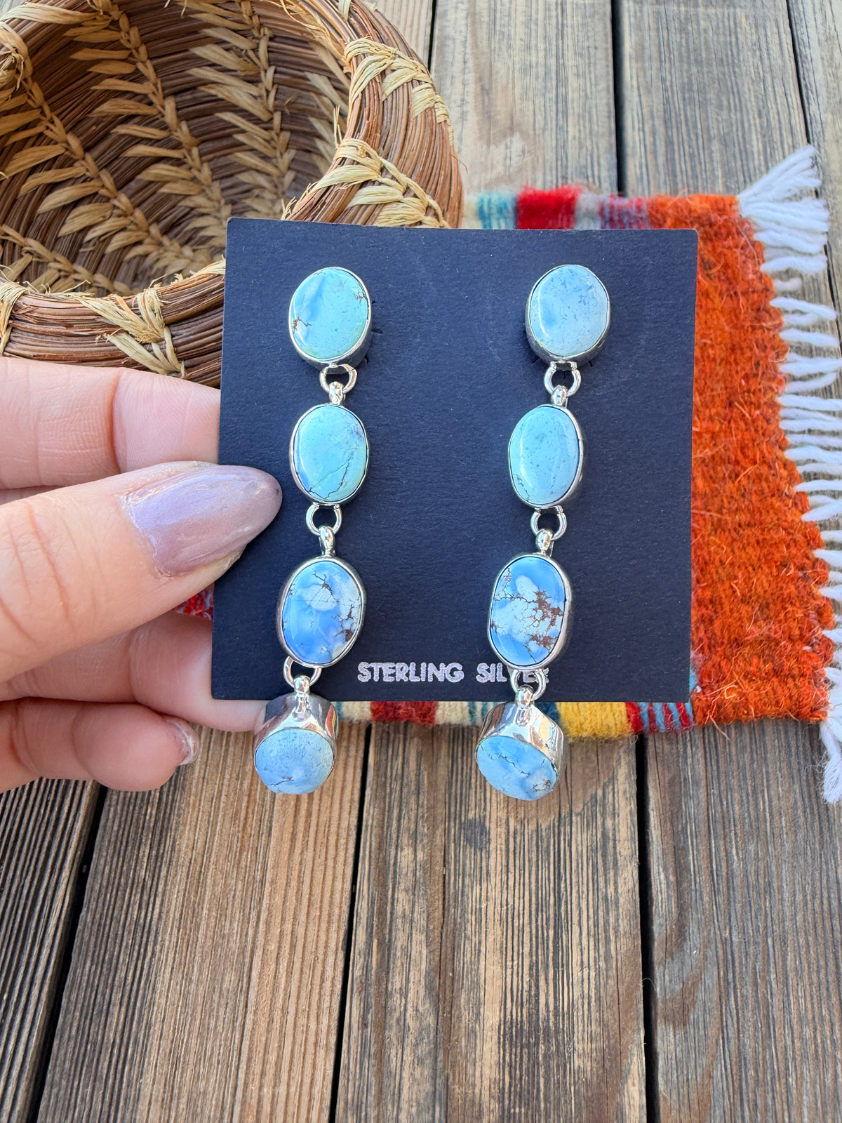 Handcrafted Golden Hills Turquoise & Sterling Silver Dangle Earrings