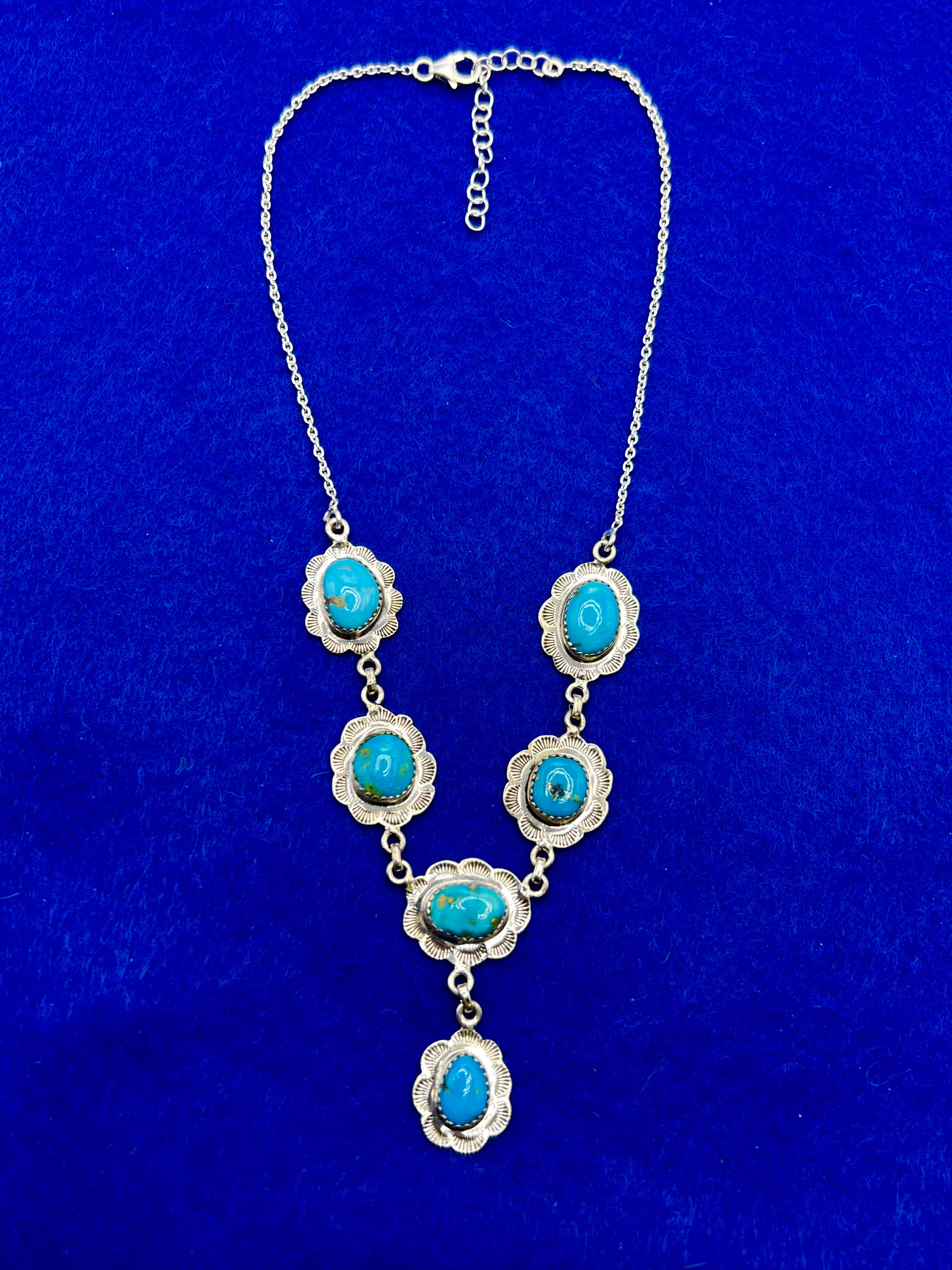 Handmade South Hill Sonoran Turquoise Sterling Silver Necklace