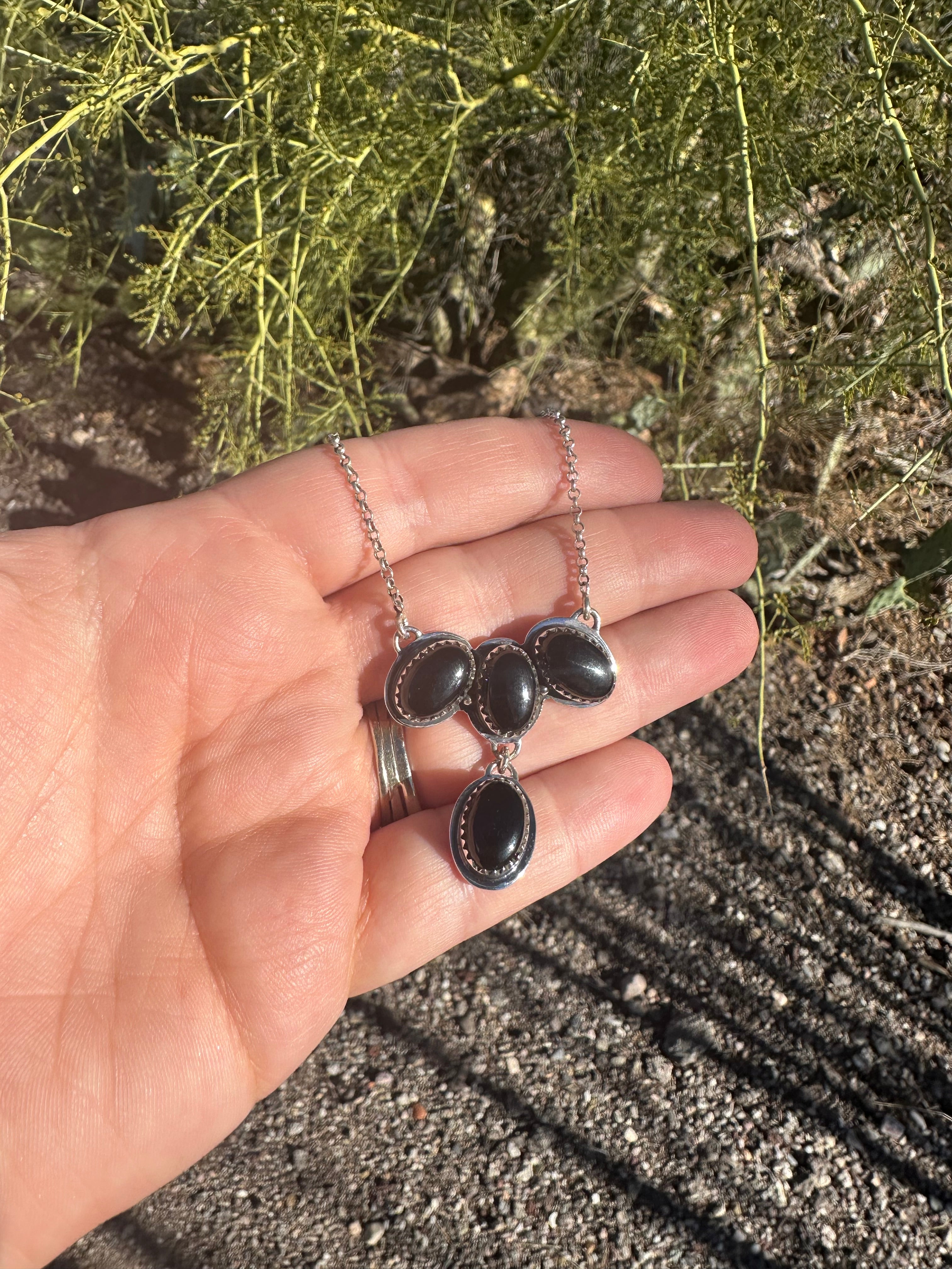 Handmade Onyx & Sterling Silver Necklace