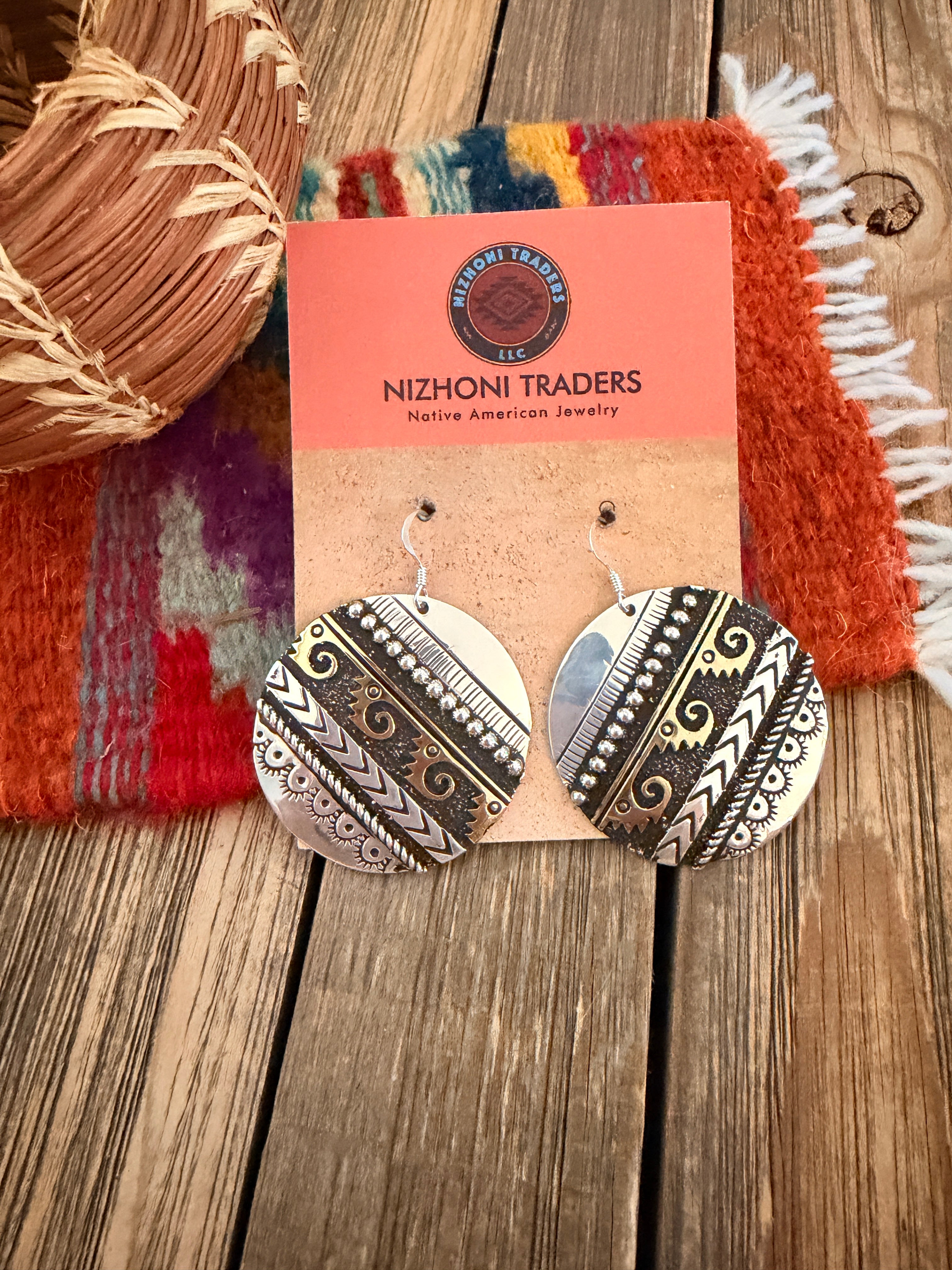 Handcrafted Sterling Silver & Copper Dangle Earrings by Rose Singer
