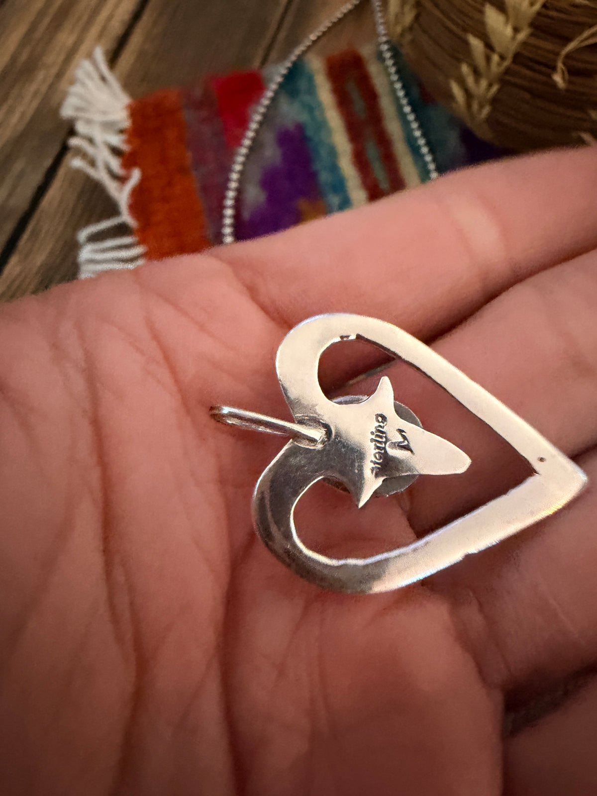 Handcrafted Sterling Silver & Turquoise Heart Pendant by Joseph Martinez