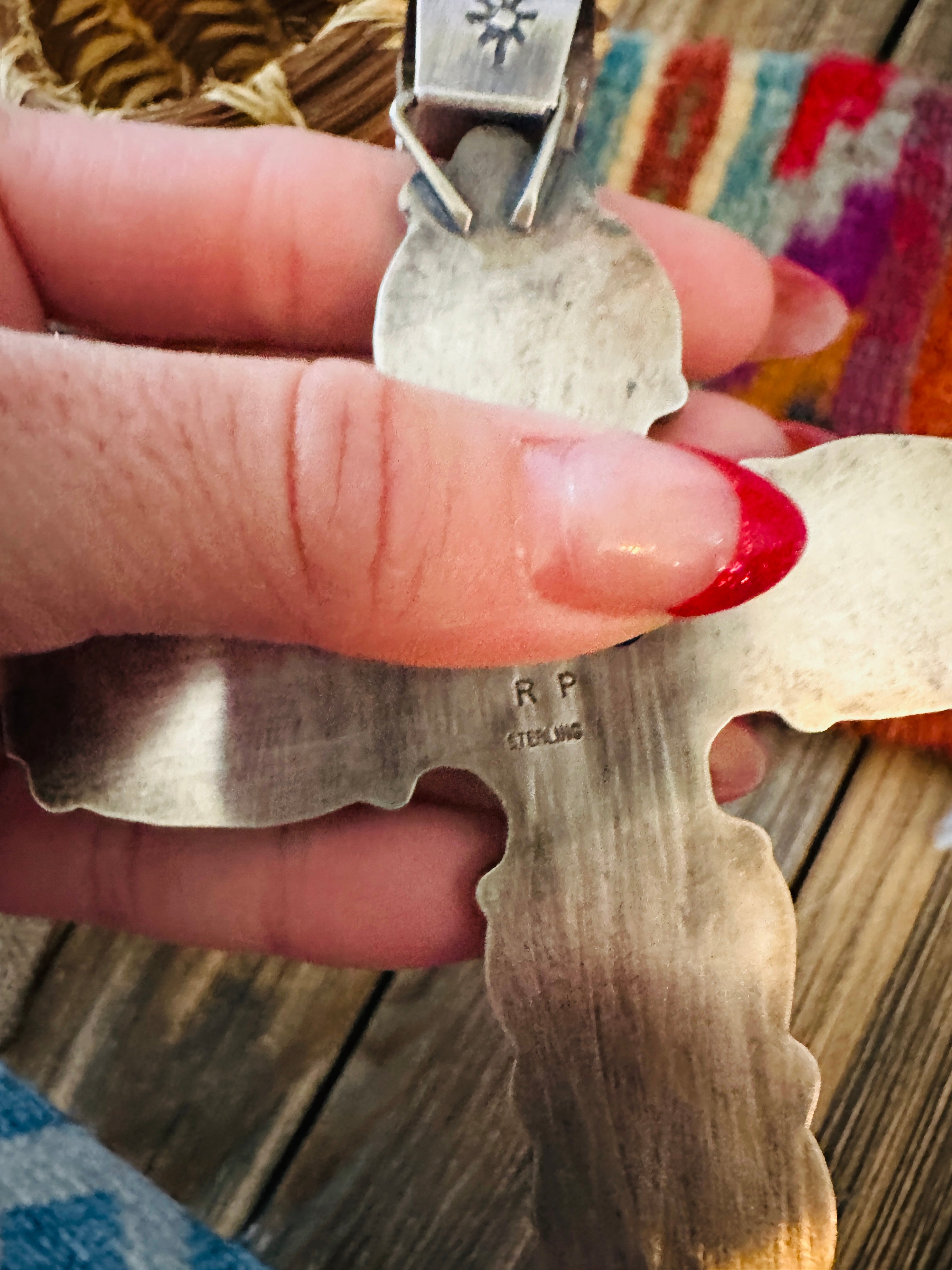 Handcrafted Sterling Silver & Egyptian Turquoise Cross Pendant by Rosella Paxson