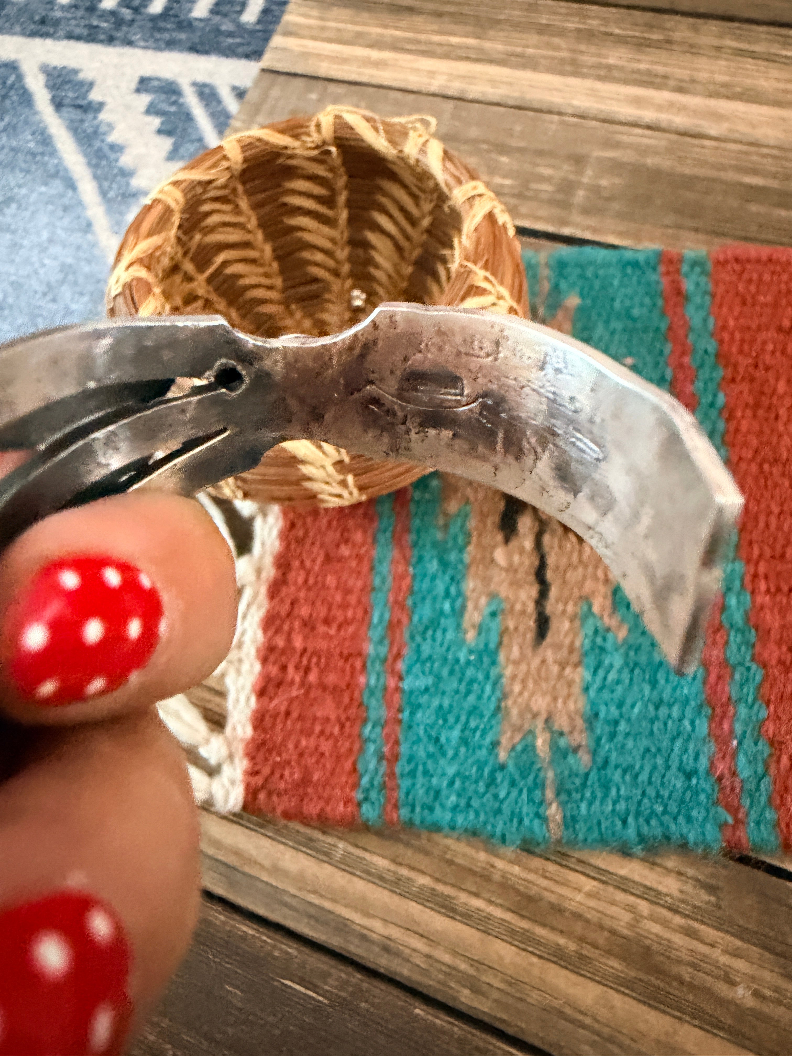 Handcrafted Turquoise & Sterling Silver Cuff Bracelet by Gilbert Tom