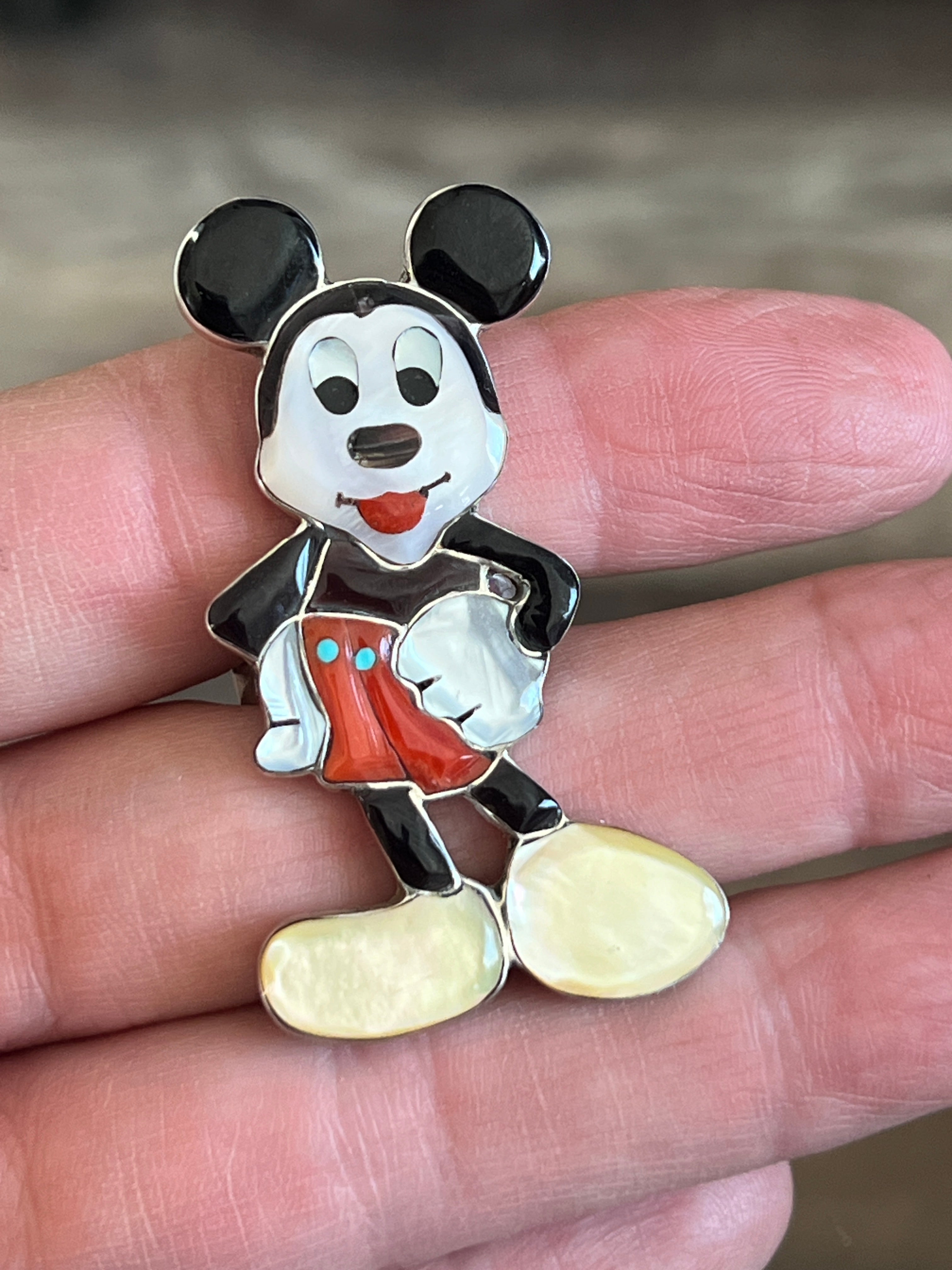 Handcrafted Mickey Mouse Multi Stone Inlay Rings by Don Dewa, Adjustable