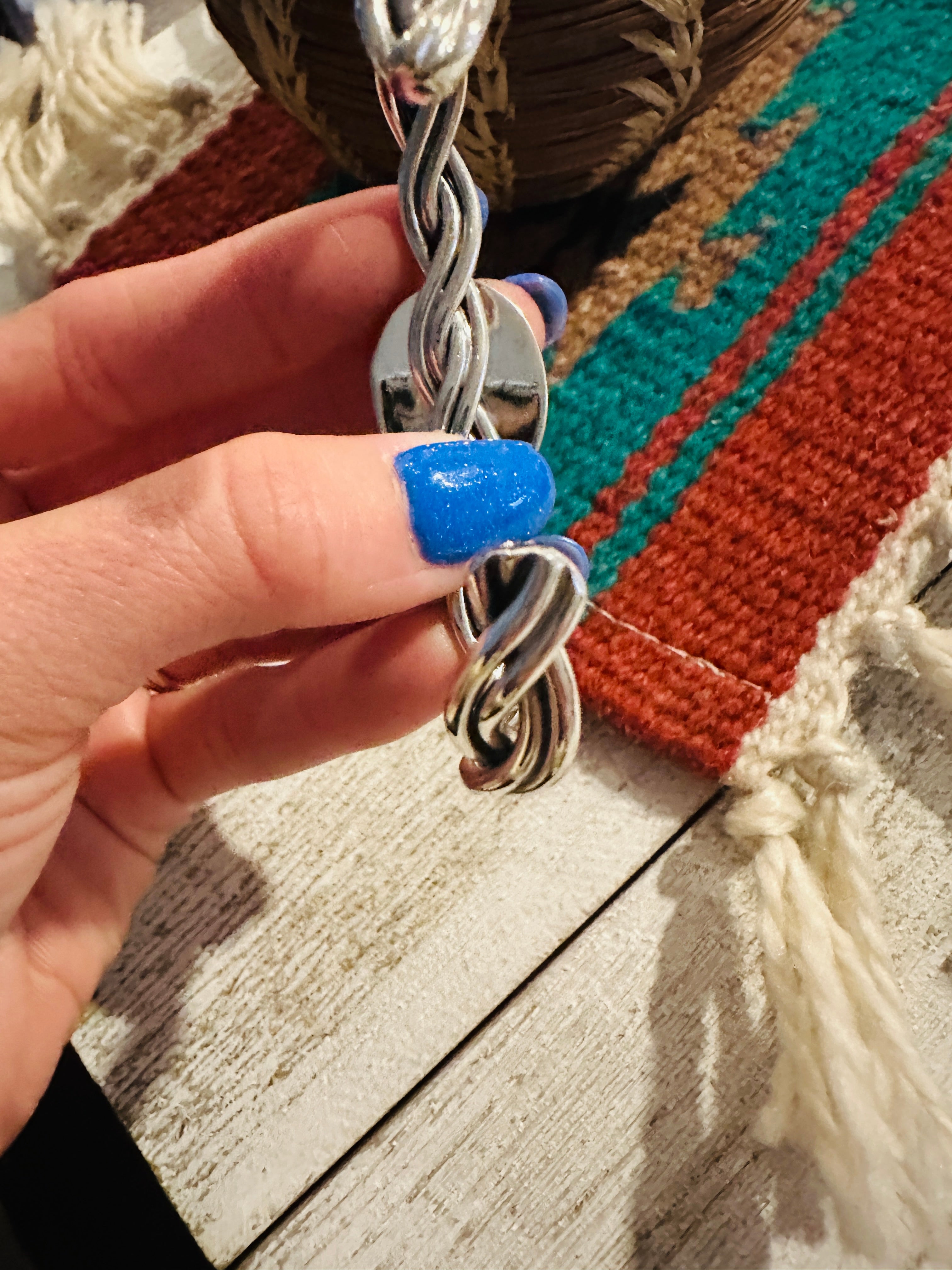 Navajo Howlite & Sterling Silver Twisted Cuff Bracelet