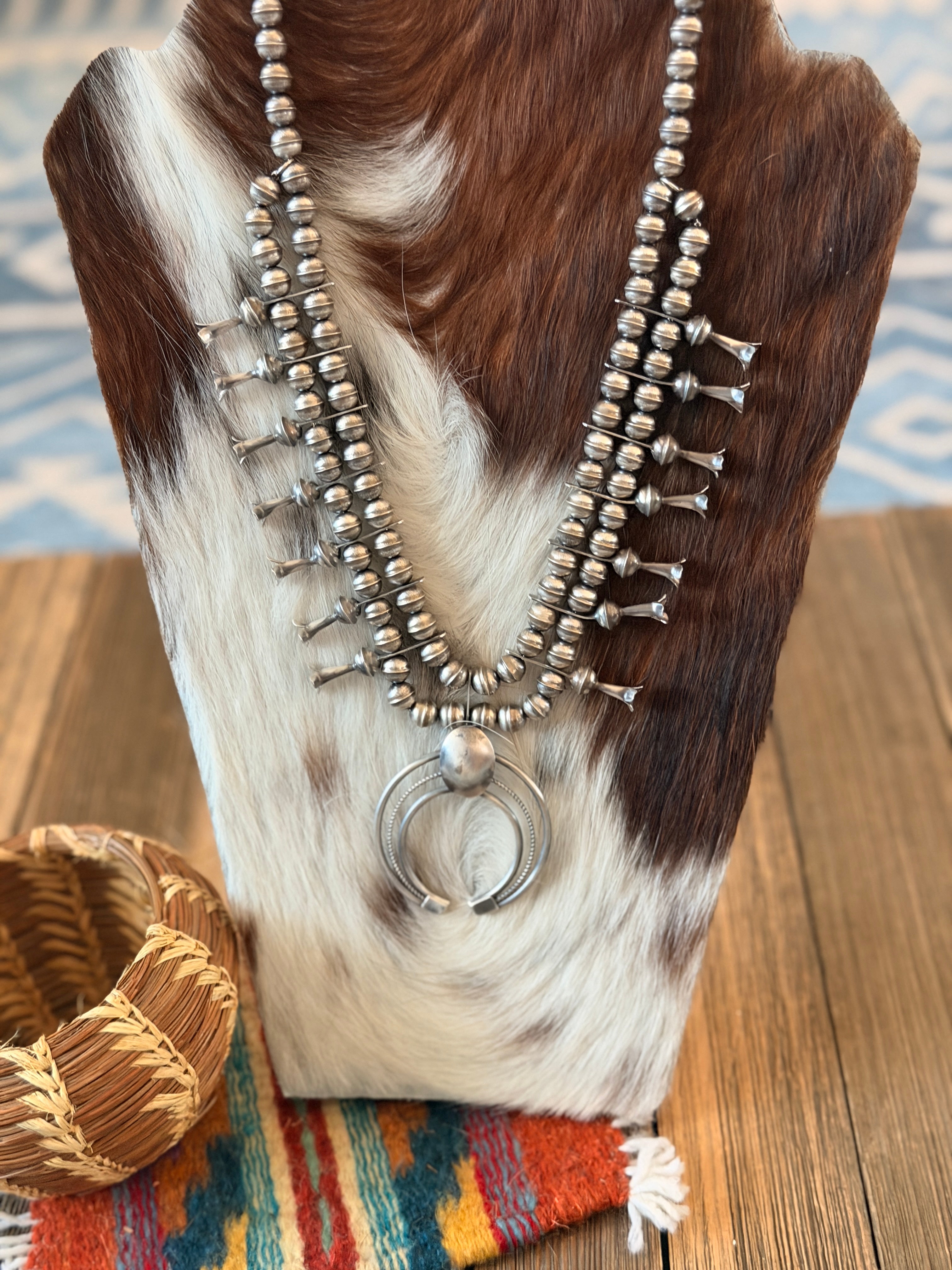 Handcrafted Sterling Silver Squash Blossom Necklace