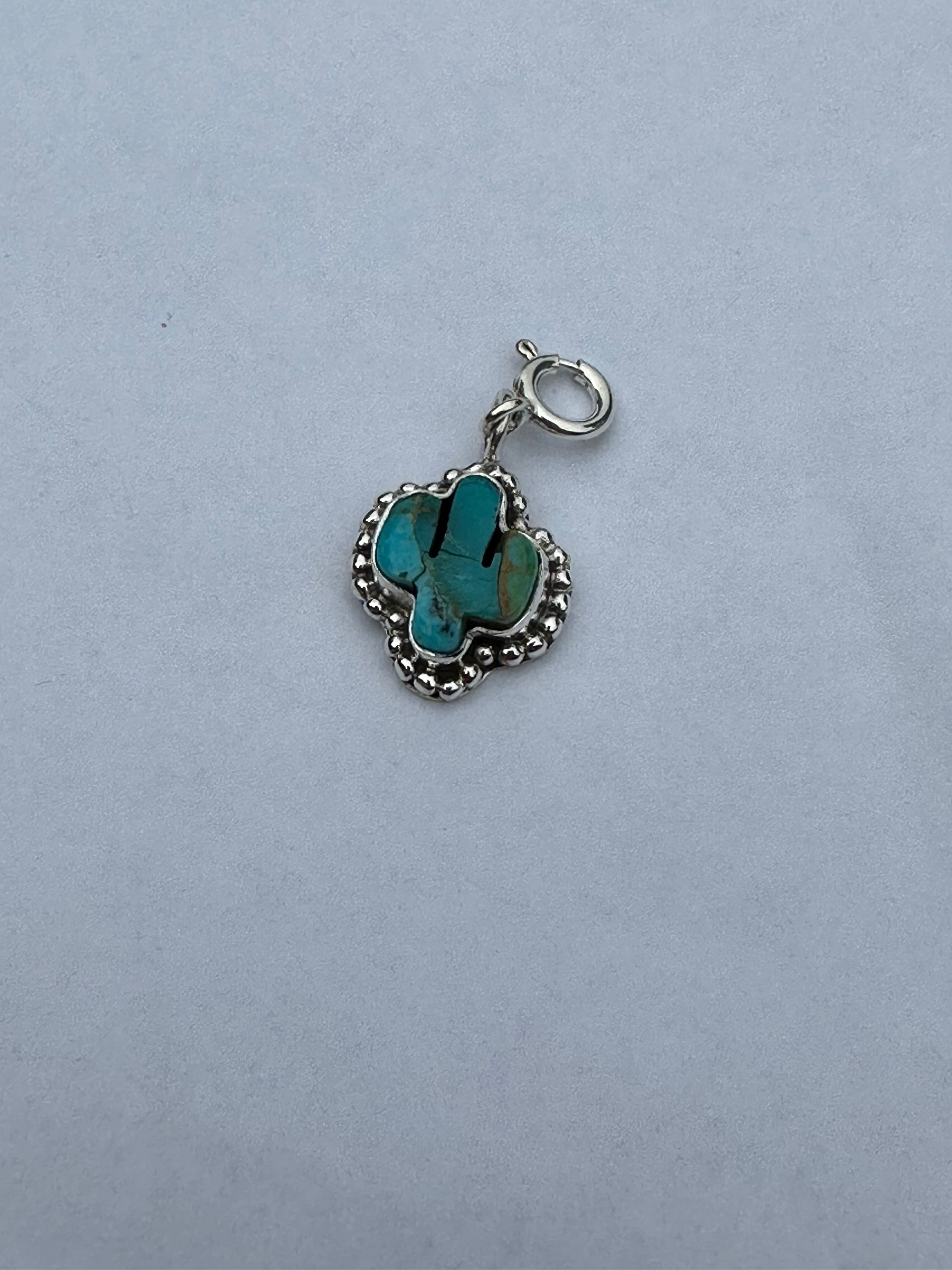 Sterling Silver and Turquoise Saguaro Ball Charm