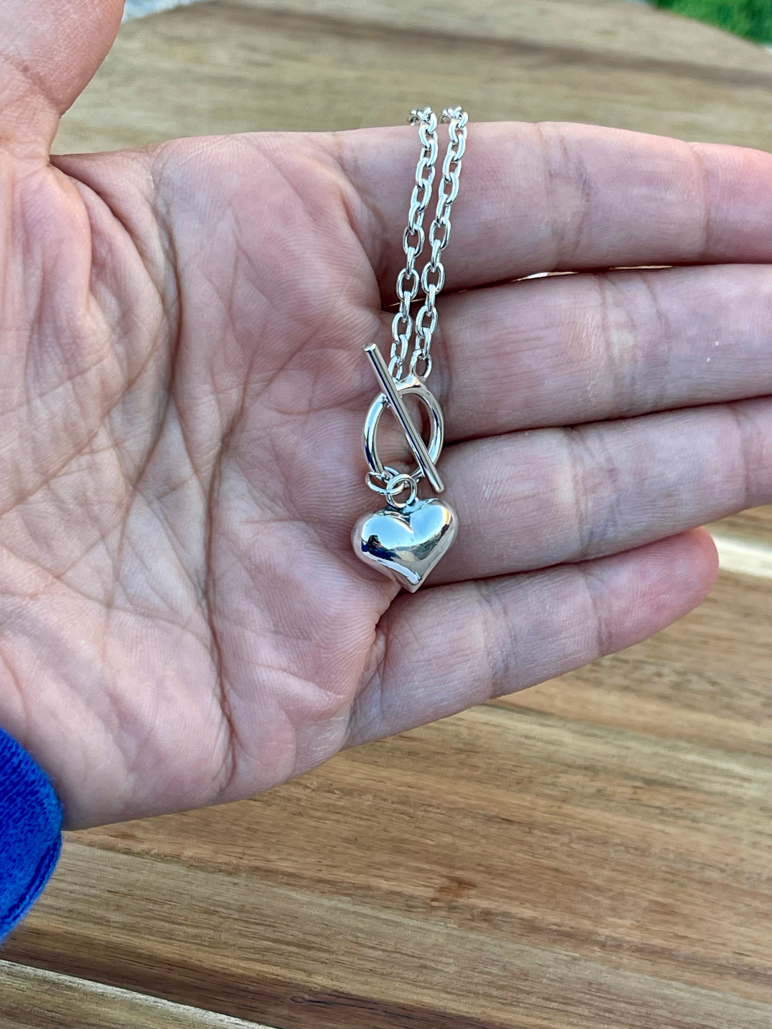 Handmade Sterling Silver Heart Chain Necklace