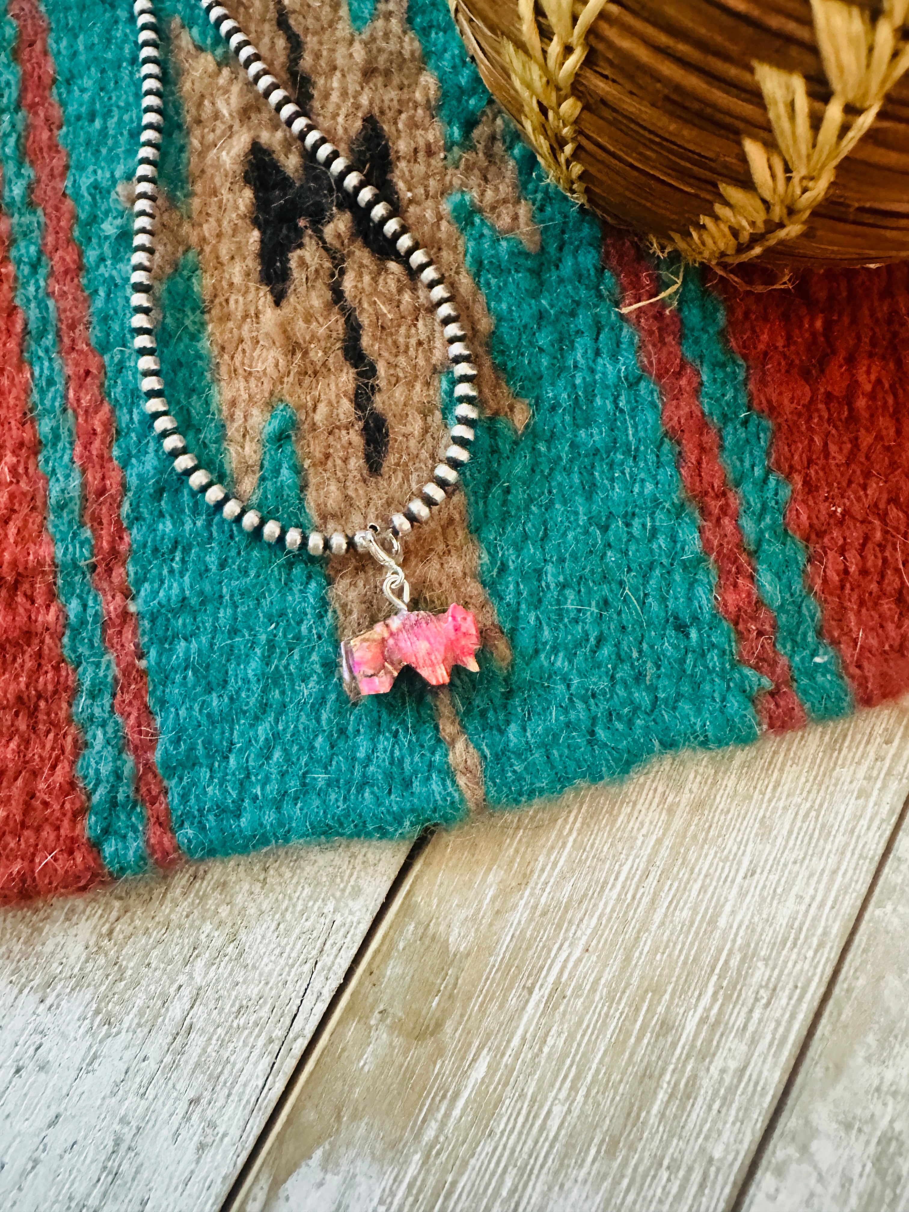 Handcrafted & Hand Carved Pink Mojave Buffalo Charm