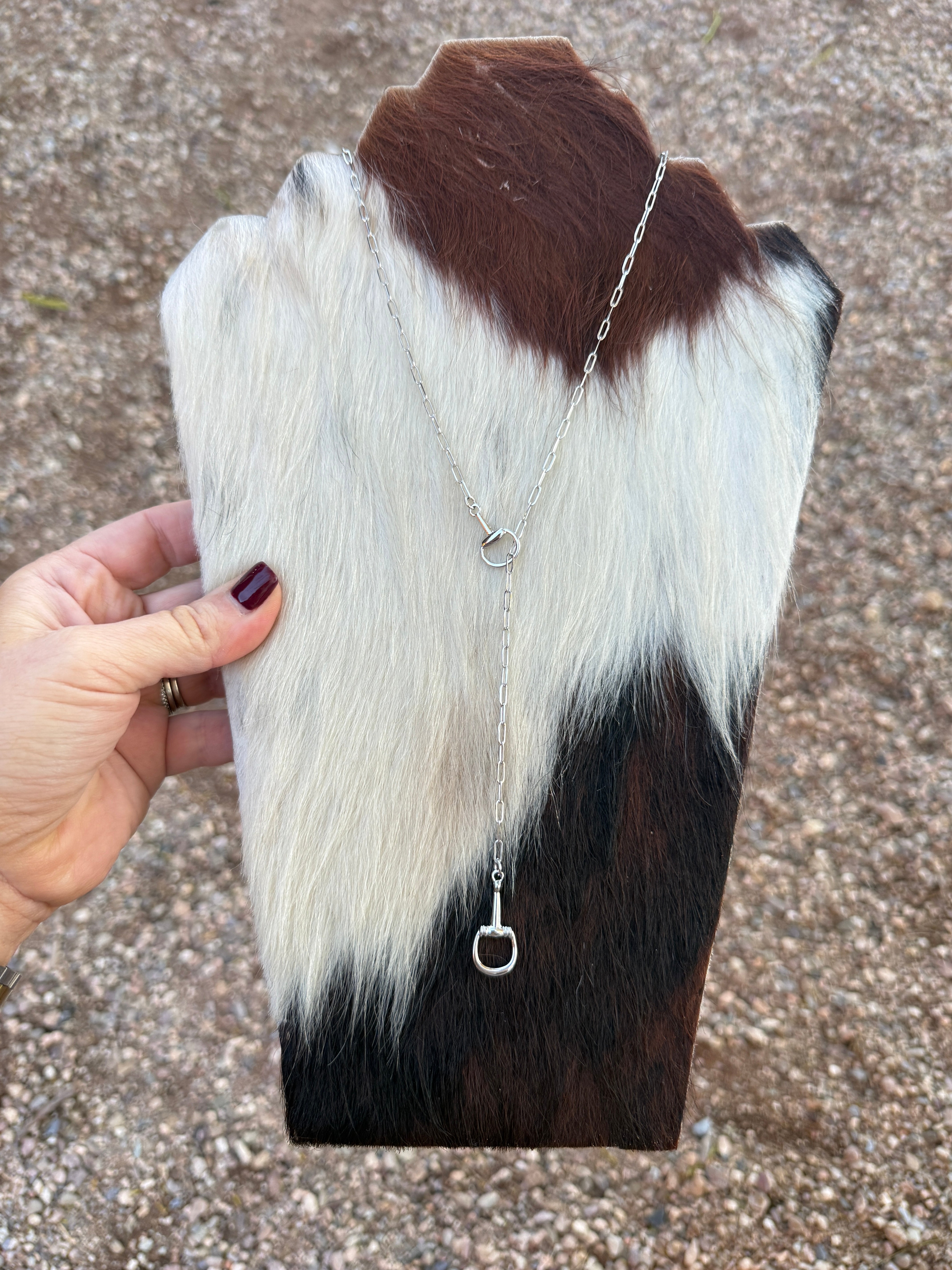 “The Golden Collection” Handmade Silver Plated Chain Link HORSE BIT Y Necklace