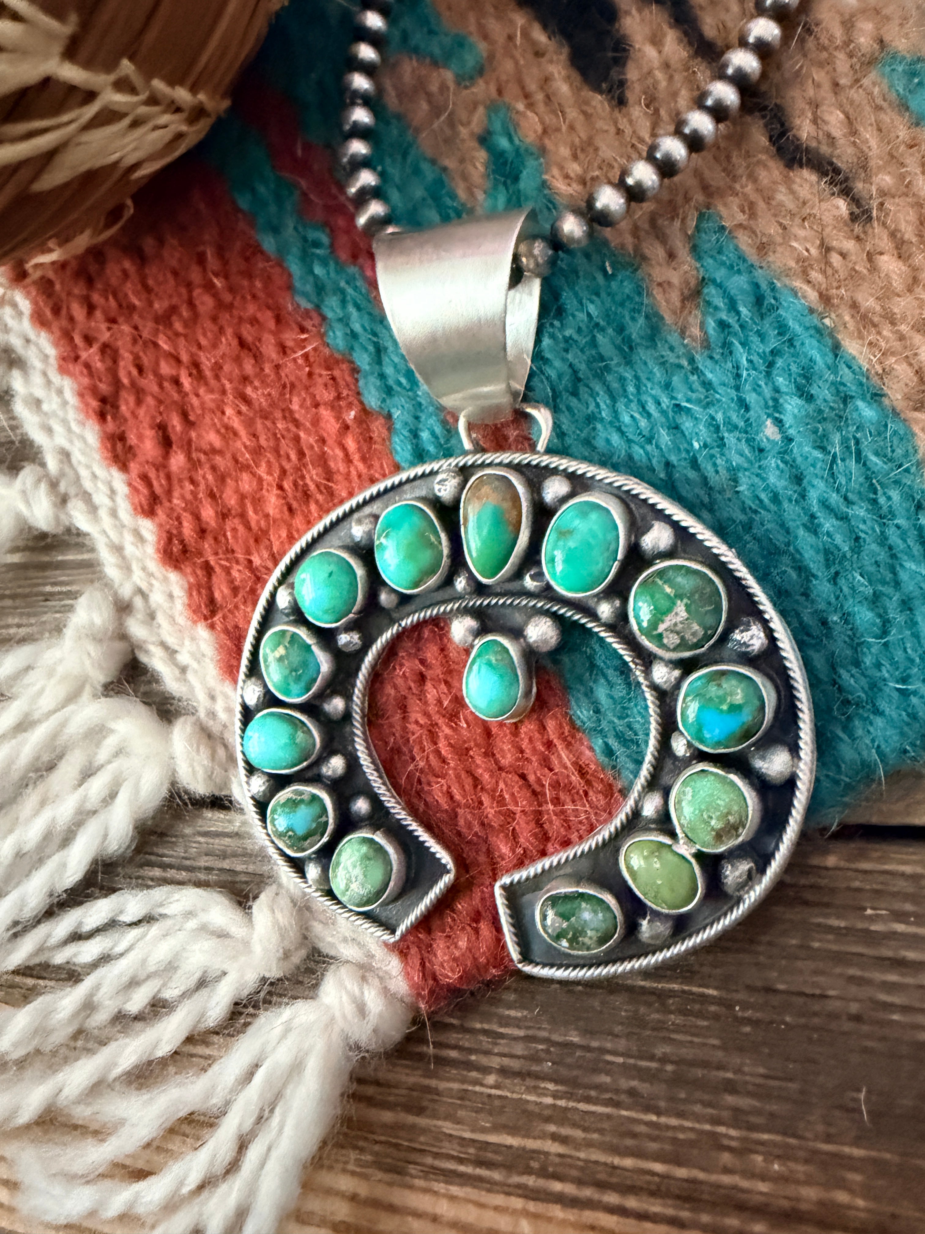 Handcrafted Sterling Silver & Sonoran Mountain Turquoise Naja Pendant by Myra Benally