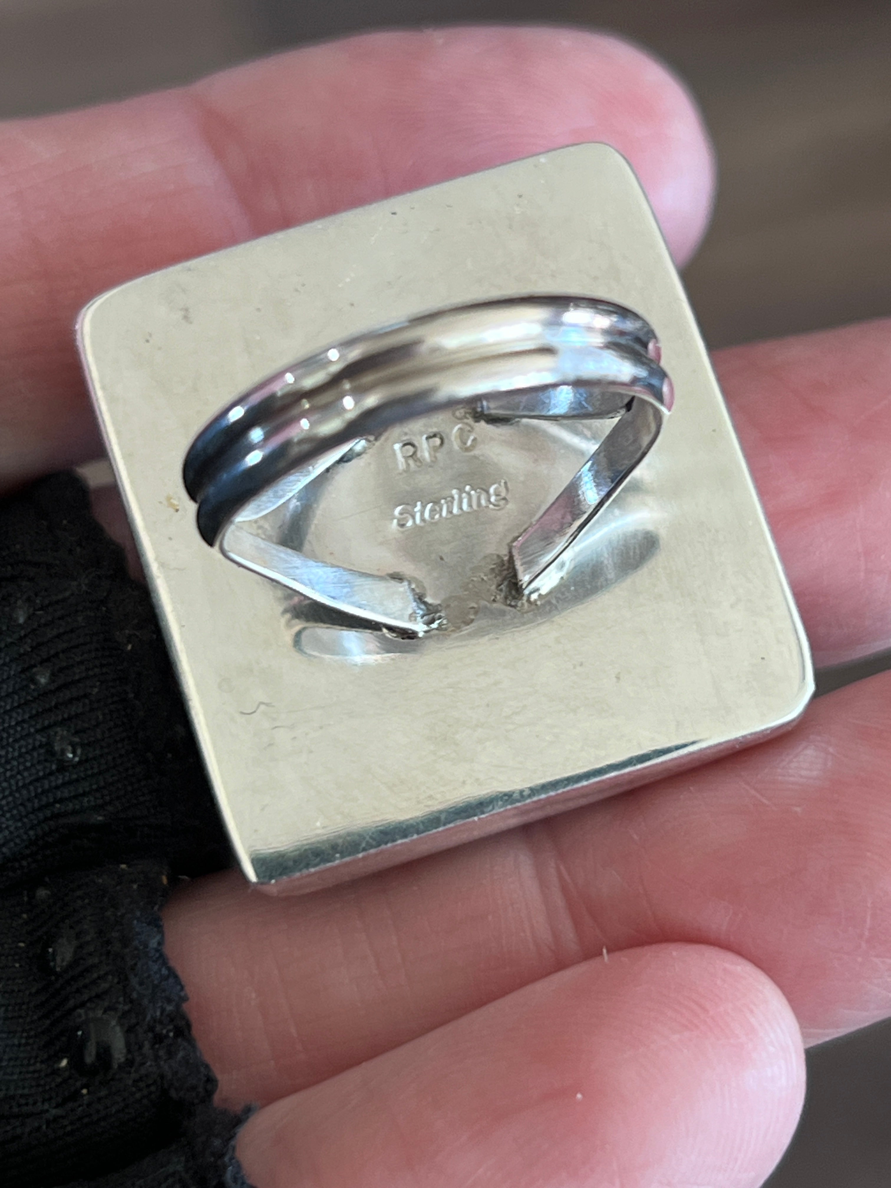 Ronald Chavez Sterling Silver Square Mosaic Multistone Ring, Size 9