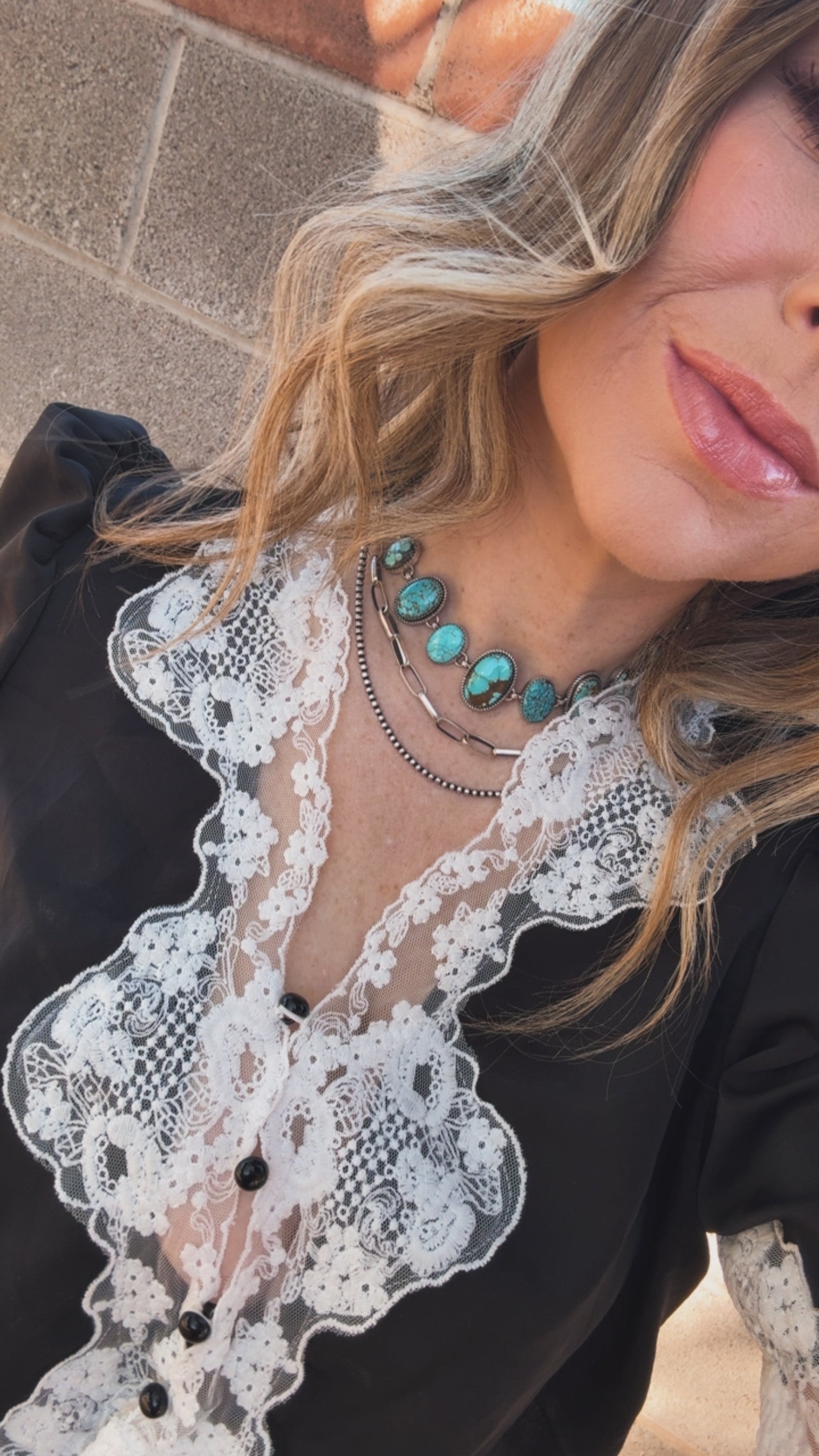 Handmade Sterling Silver Number 8 Turquoise Choker Necklace "Signed Nizhoni"