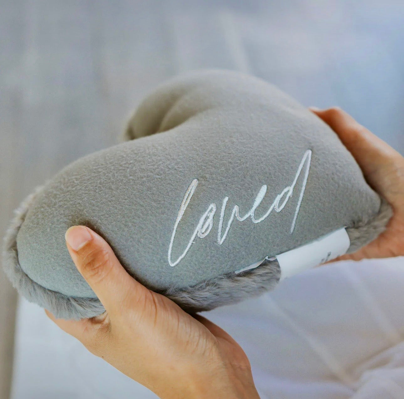 Huggable Heart Prayer Pillow (Grey)