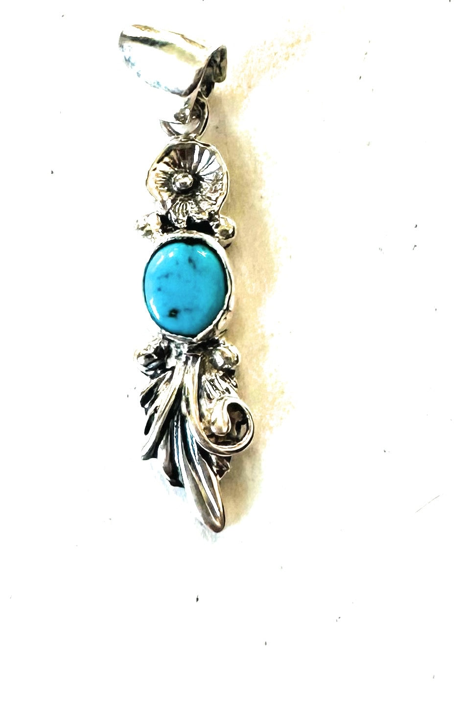 Navajo Sterling Silver & Turquoise Flower Pendant