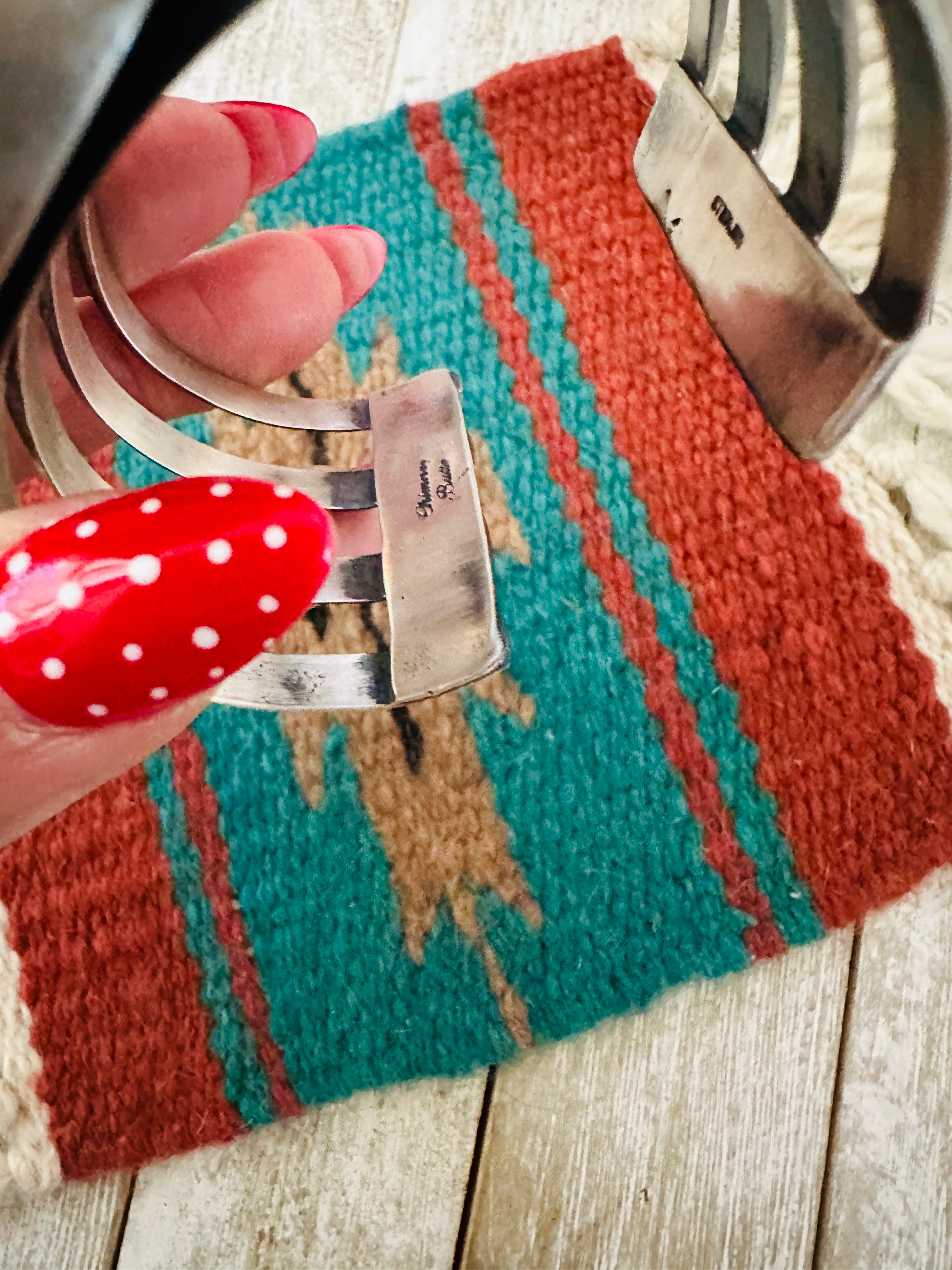 Handcrafted Sterling Silver & Number 8 Turquoise Cuff Bracelet by Chimney Butte