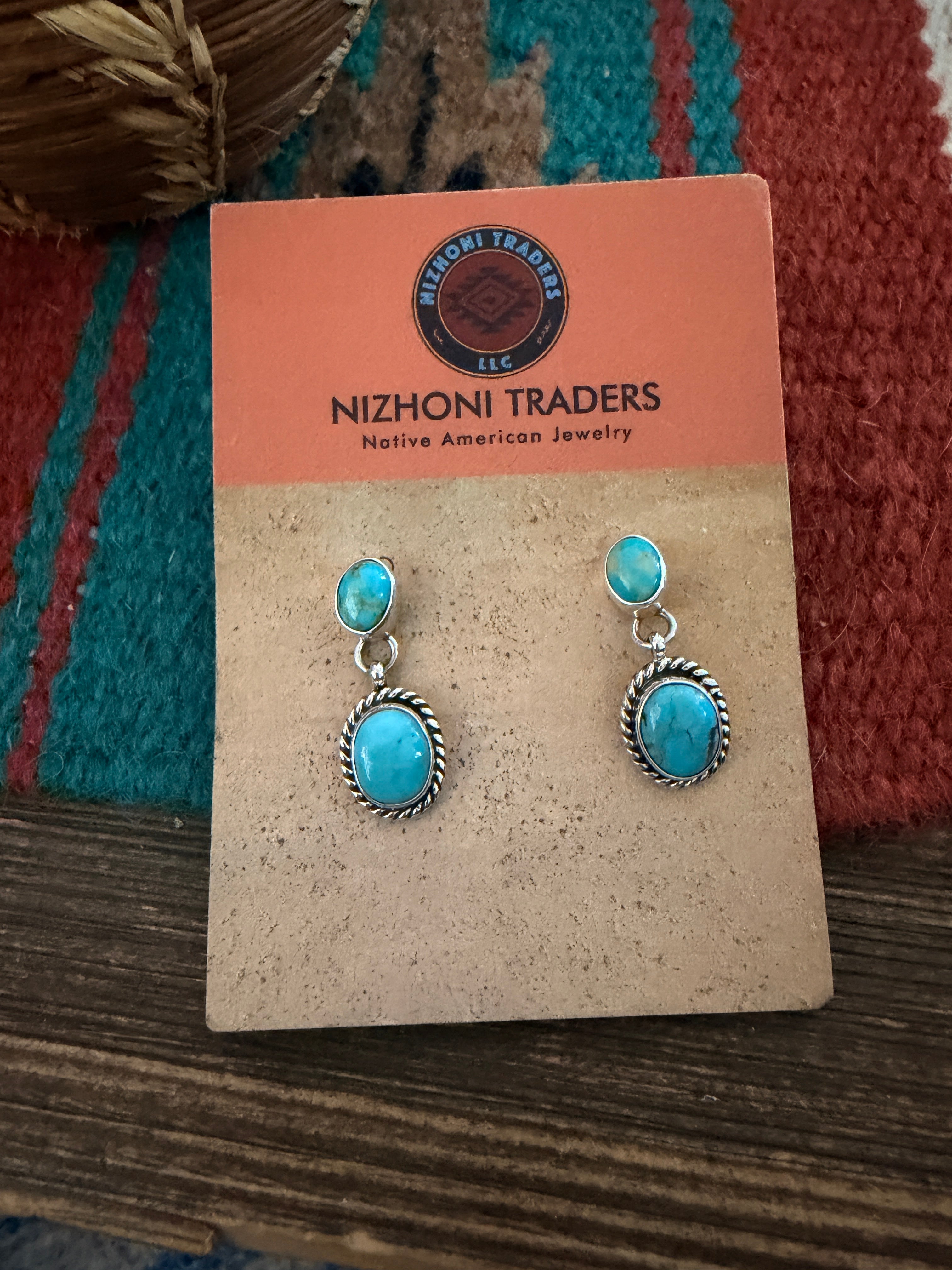 Handcrafted Turquoise & Sterling Silver Dangle Earrings
